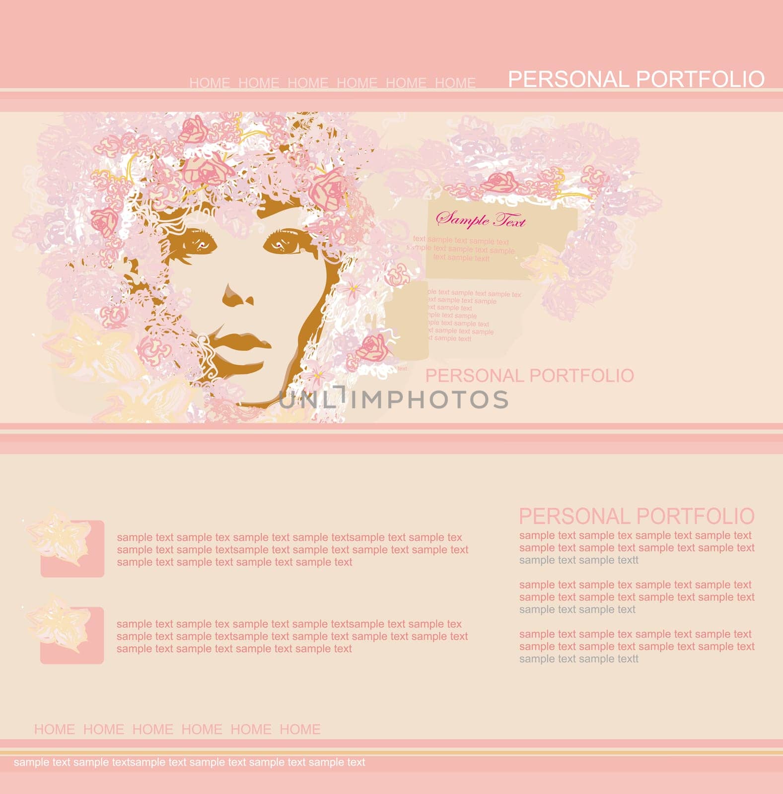 Fashion shopping Website template with woman silhouette