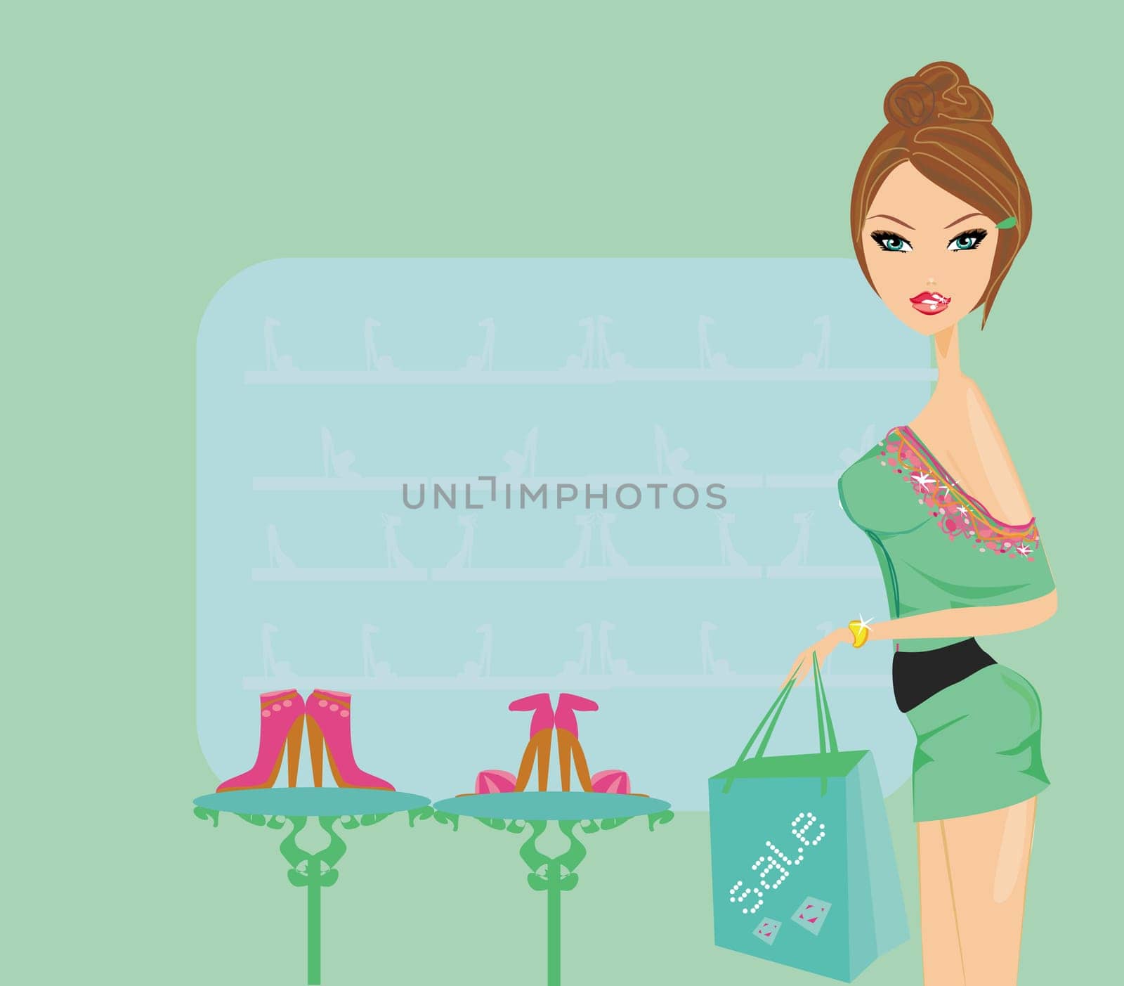Fashion girl shopping in shoe shop