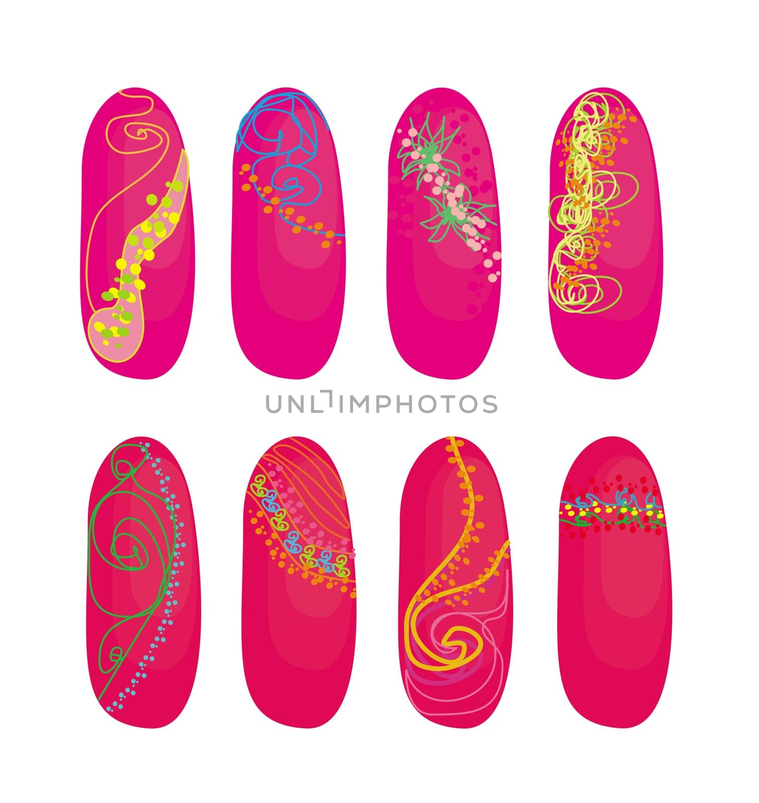 vector nail designs set