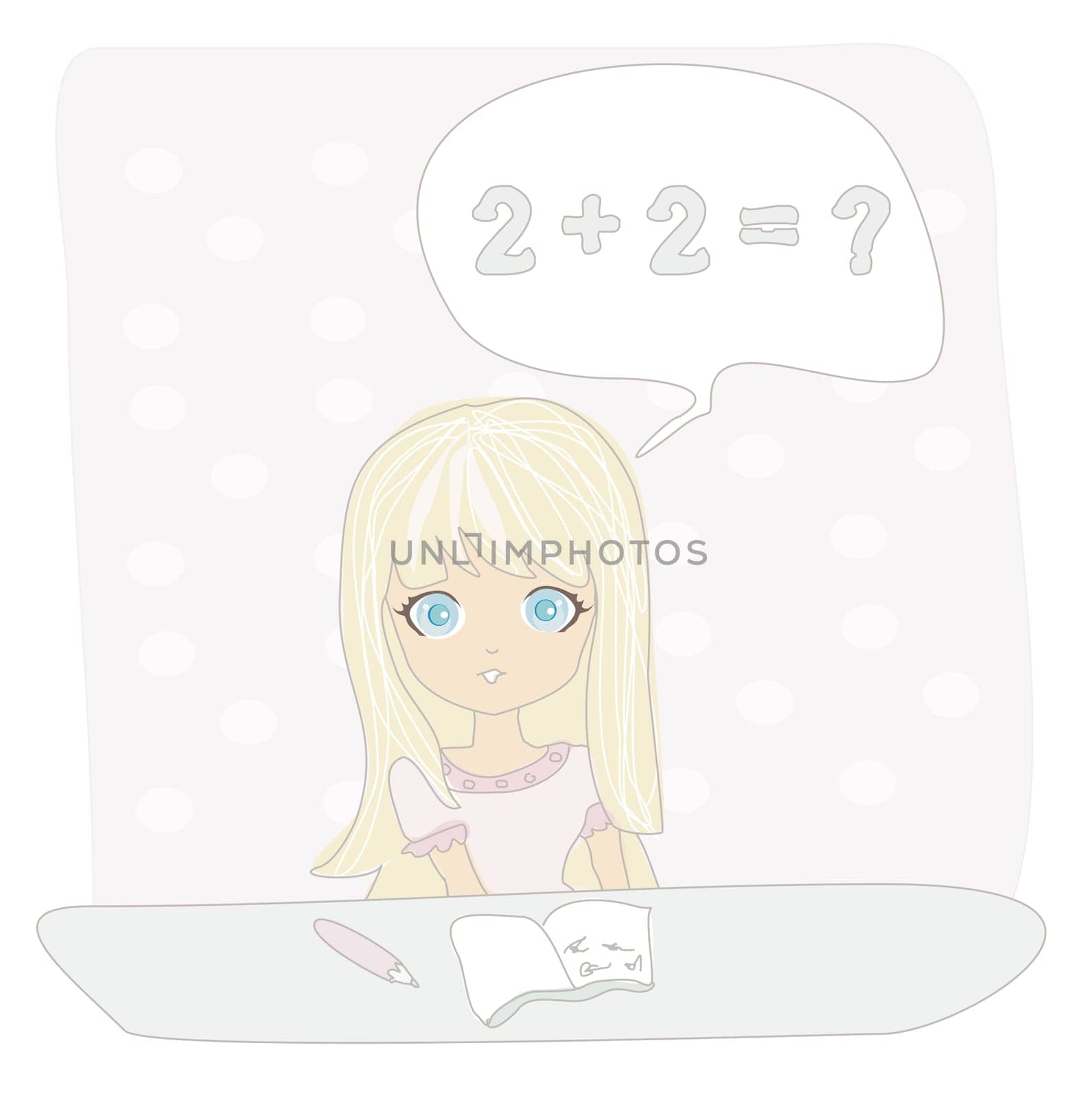 school girl doing homework