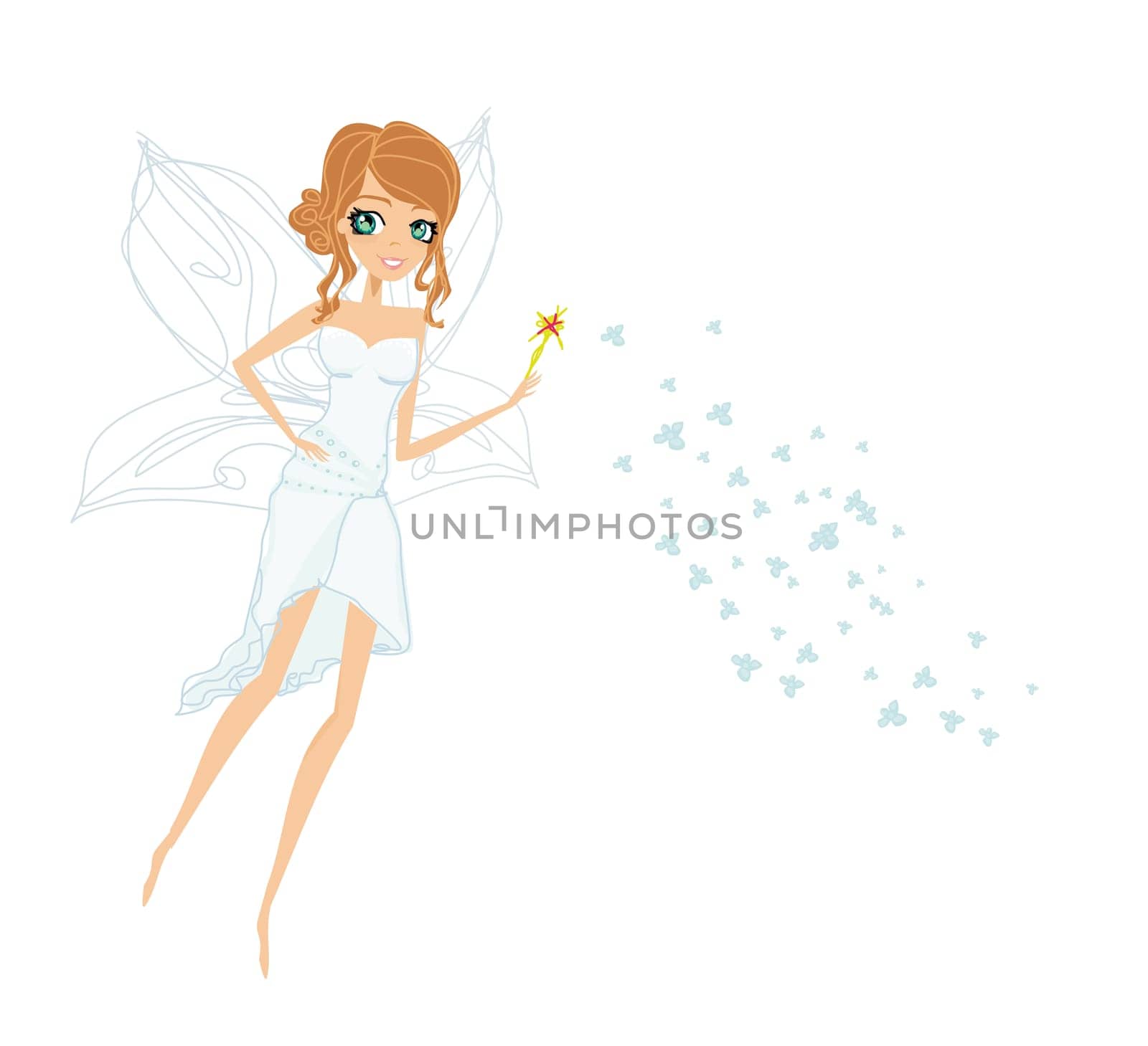 beautiful fairy with magic wand vector graphic