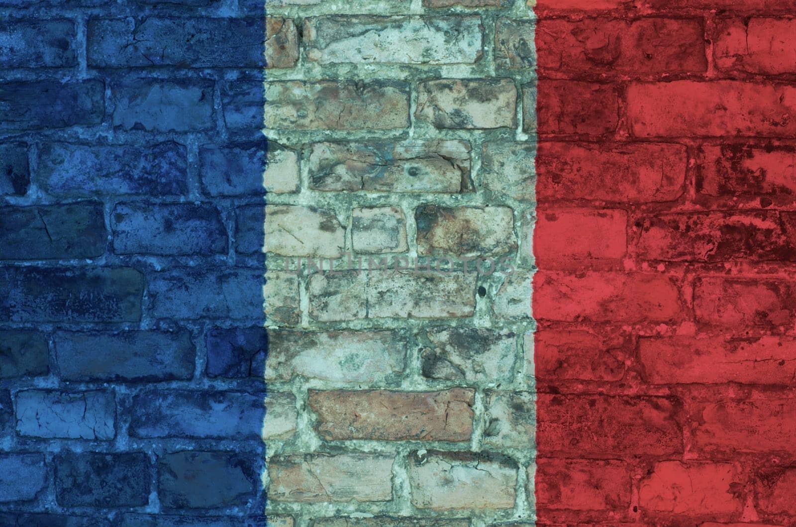 flag on France graphic on a brick background