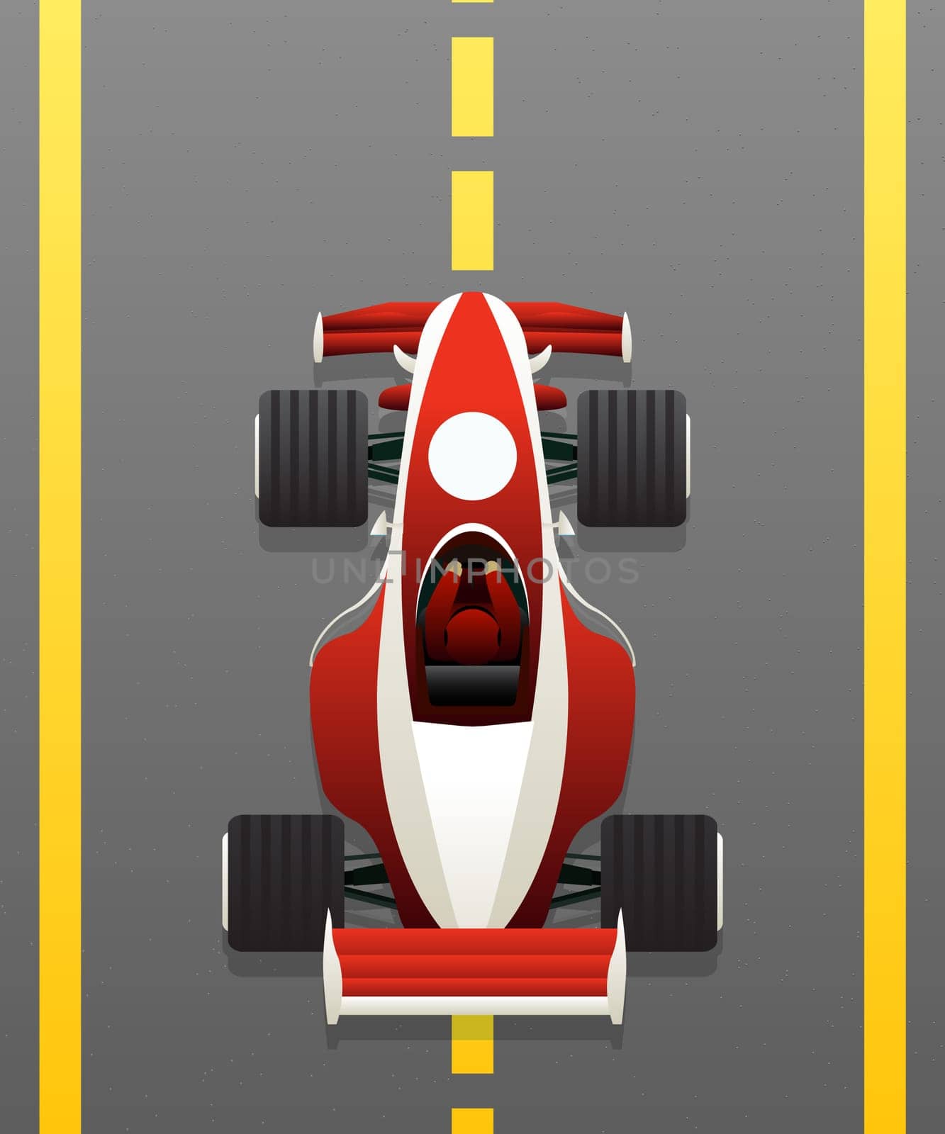 Red racing car on the track