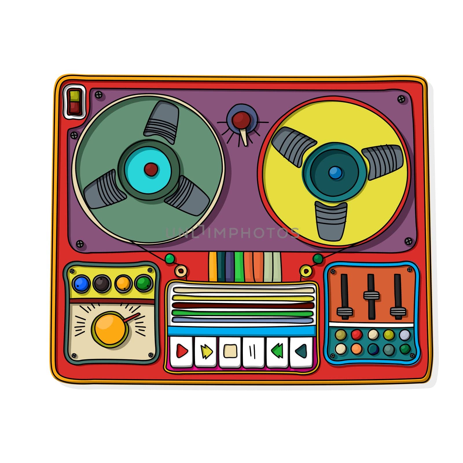 Magnetophone icon, cartoon style drawing