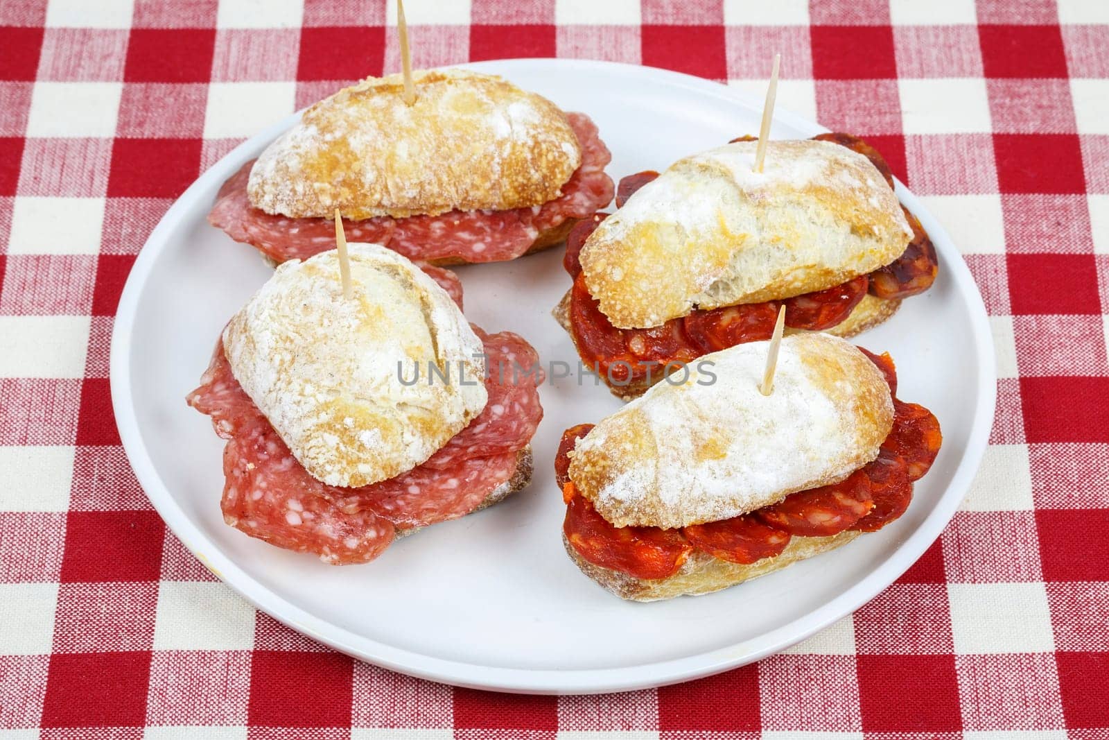 Cover vasco. sausage typical Spanish tapas size.