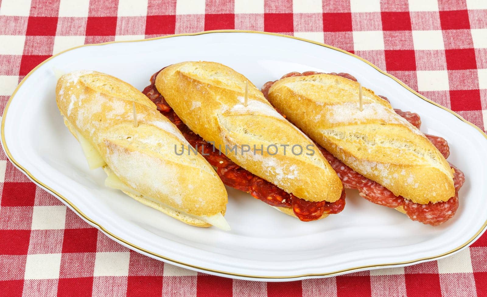Cover vasco. sausage typical Spanish tapas size.