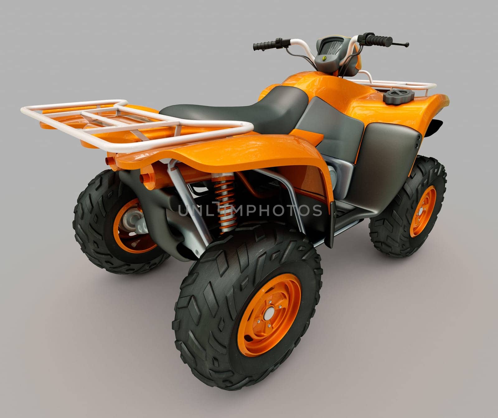 Sports quad bike on a grey background