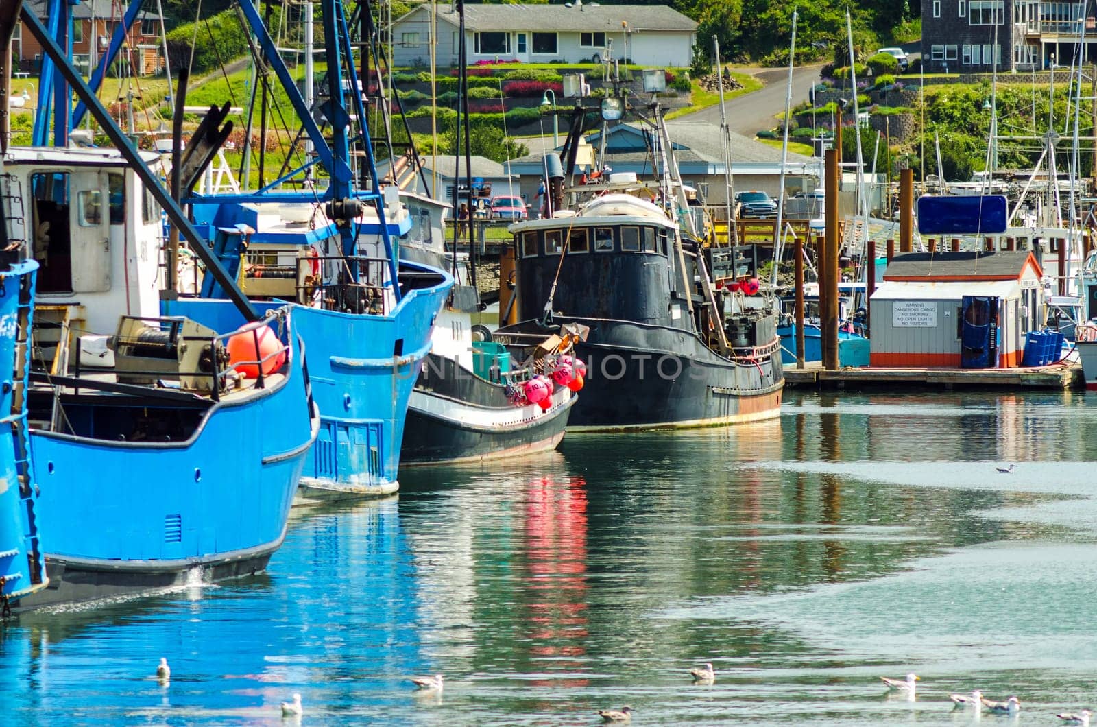 Fishing boats in Yaquina Bay in Newport, Oregon