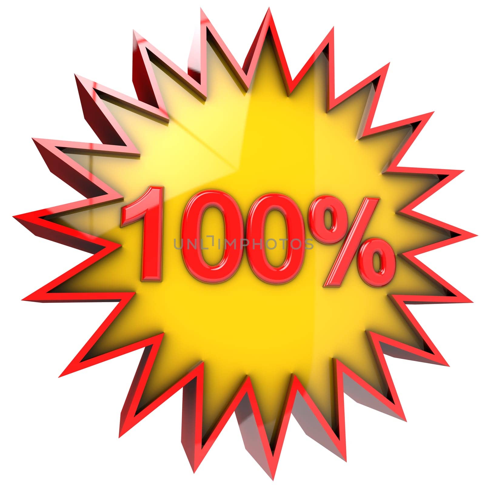 star with one hundred percent discount 3d isolated with clipping path and alpha channel
