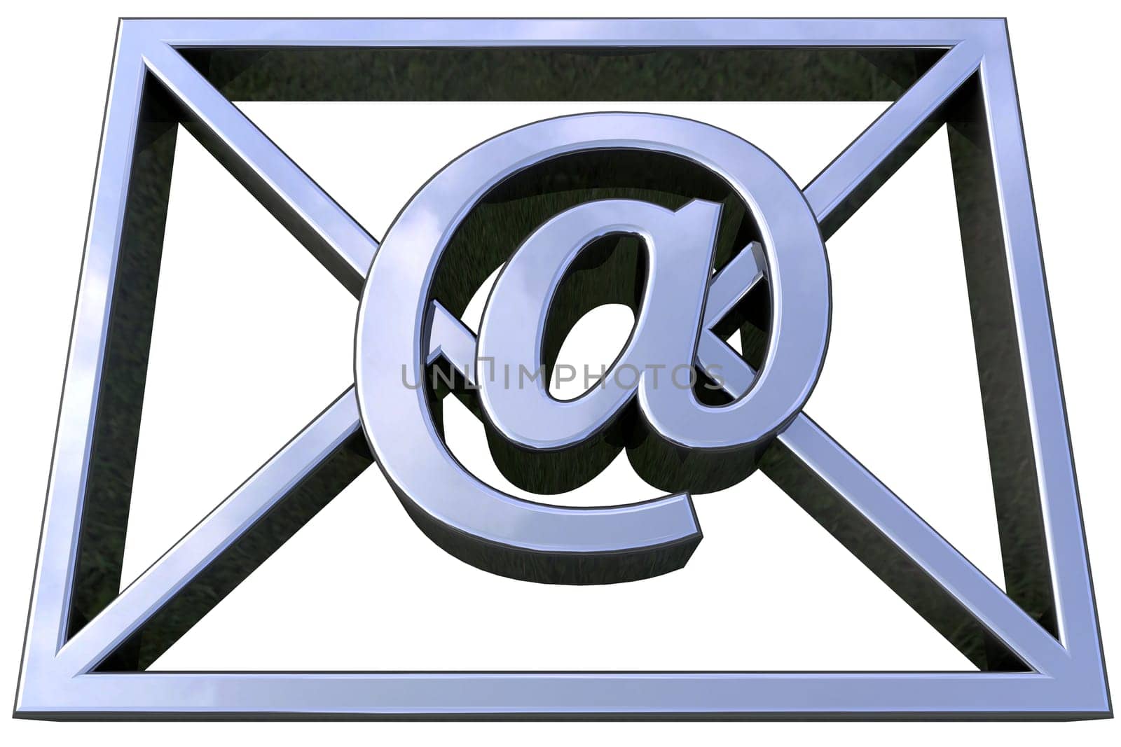 3D simulation of email isolated and with clipping path