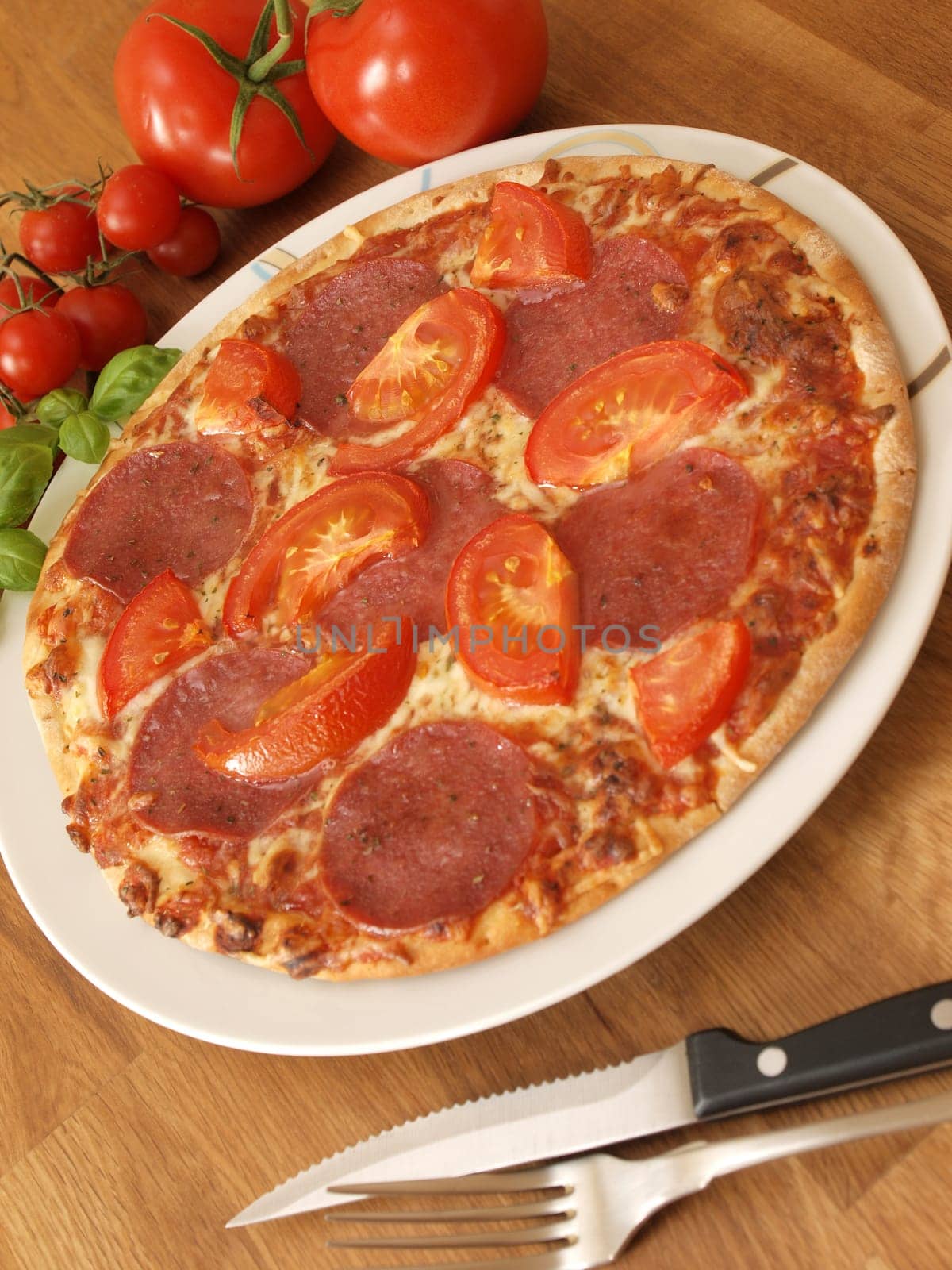 Pizza on a wooden background