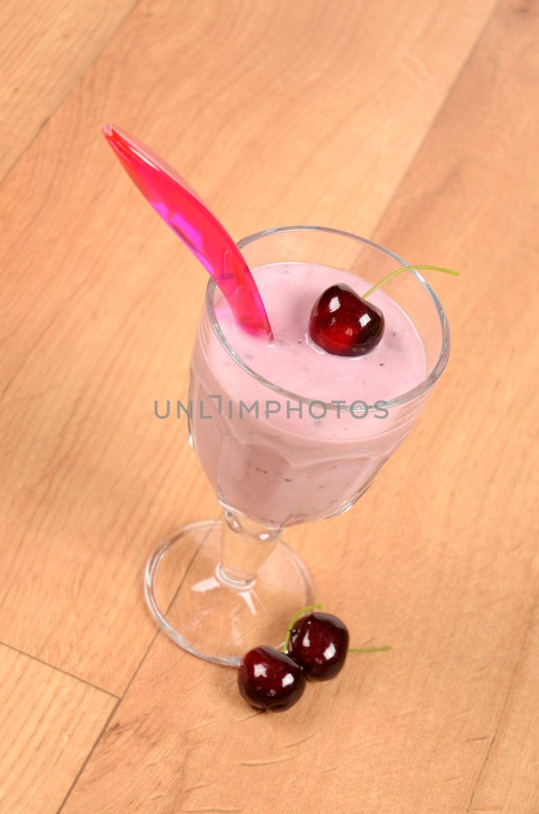 Cherry pudding on a white background