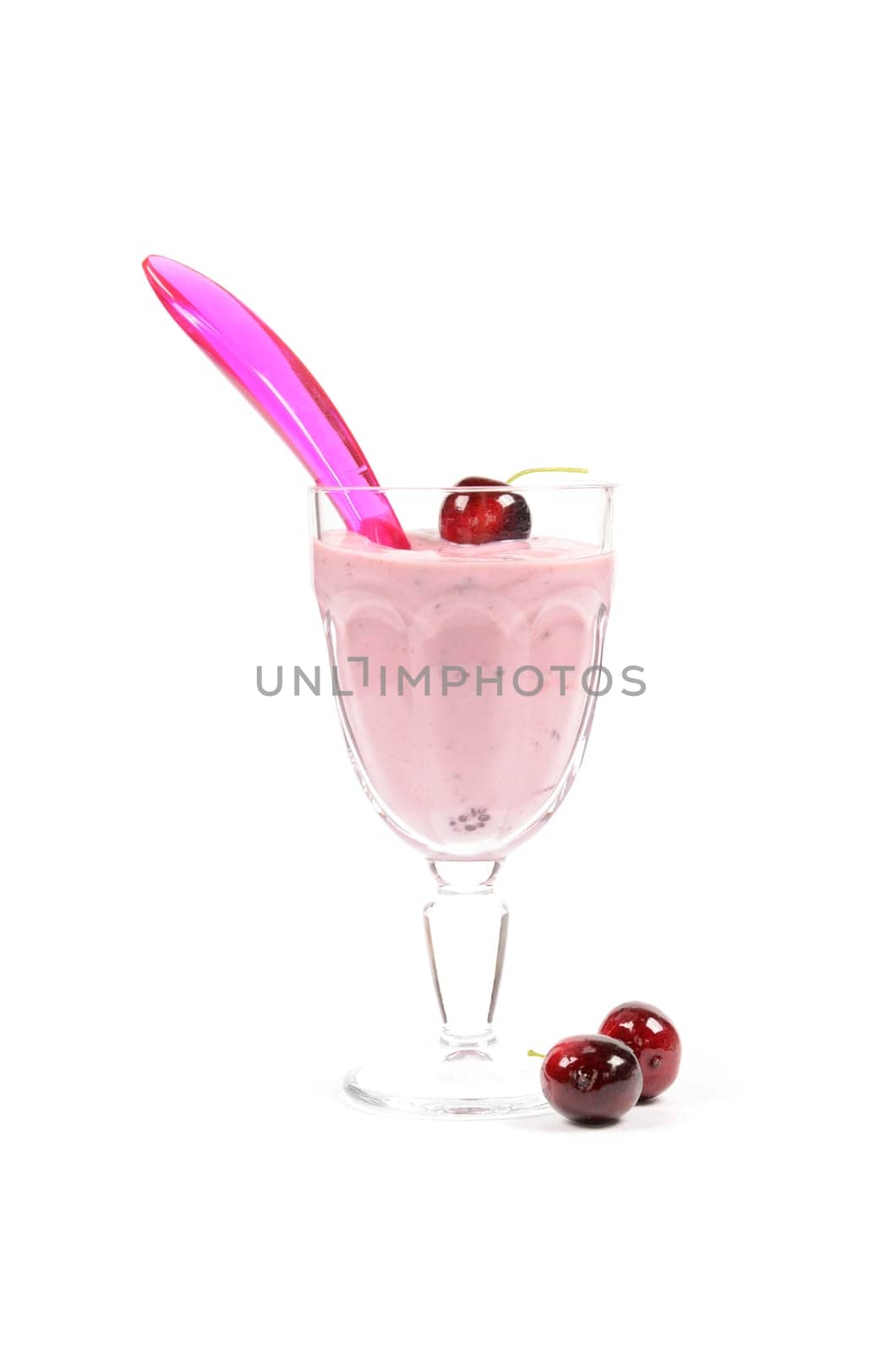 Cherry pudding on a white background