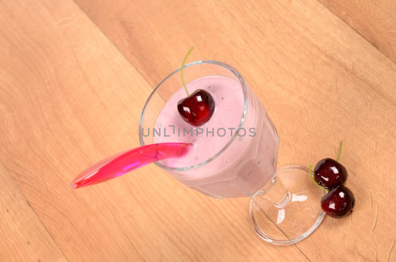 Cherry pudding on a white background