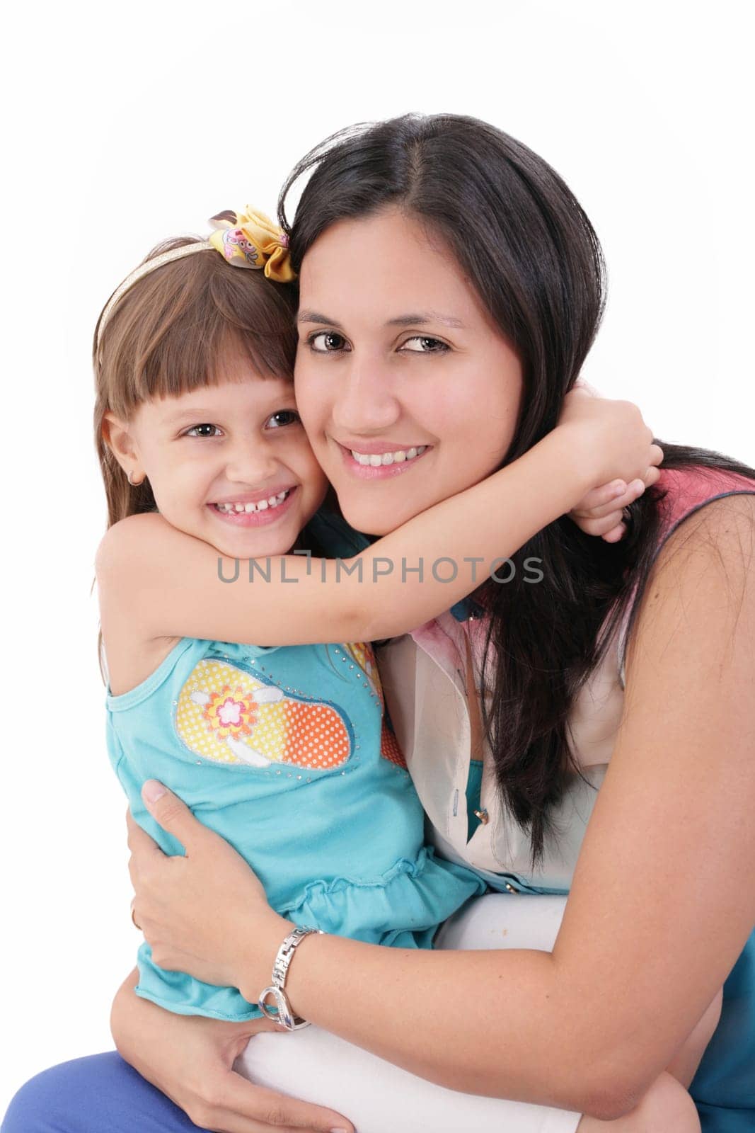 Mother with daughter isolated on white