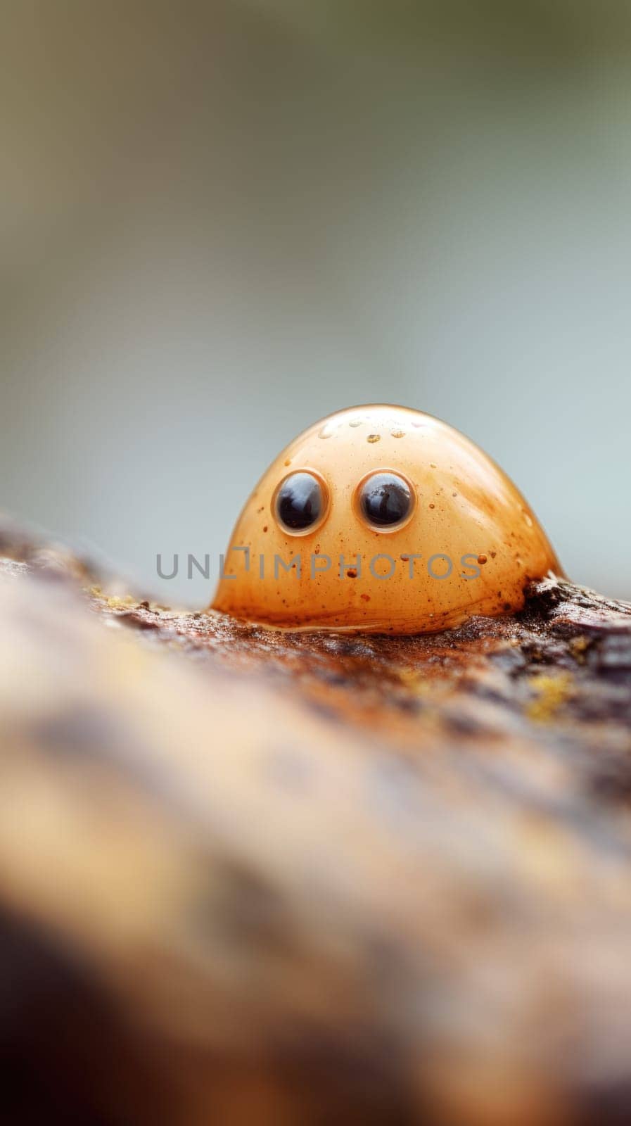 A small orange bug with two eyes on it. Pareidolia.