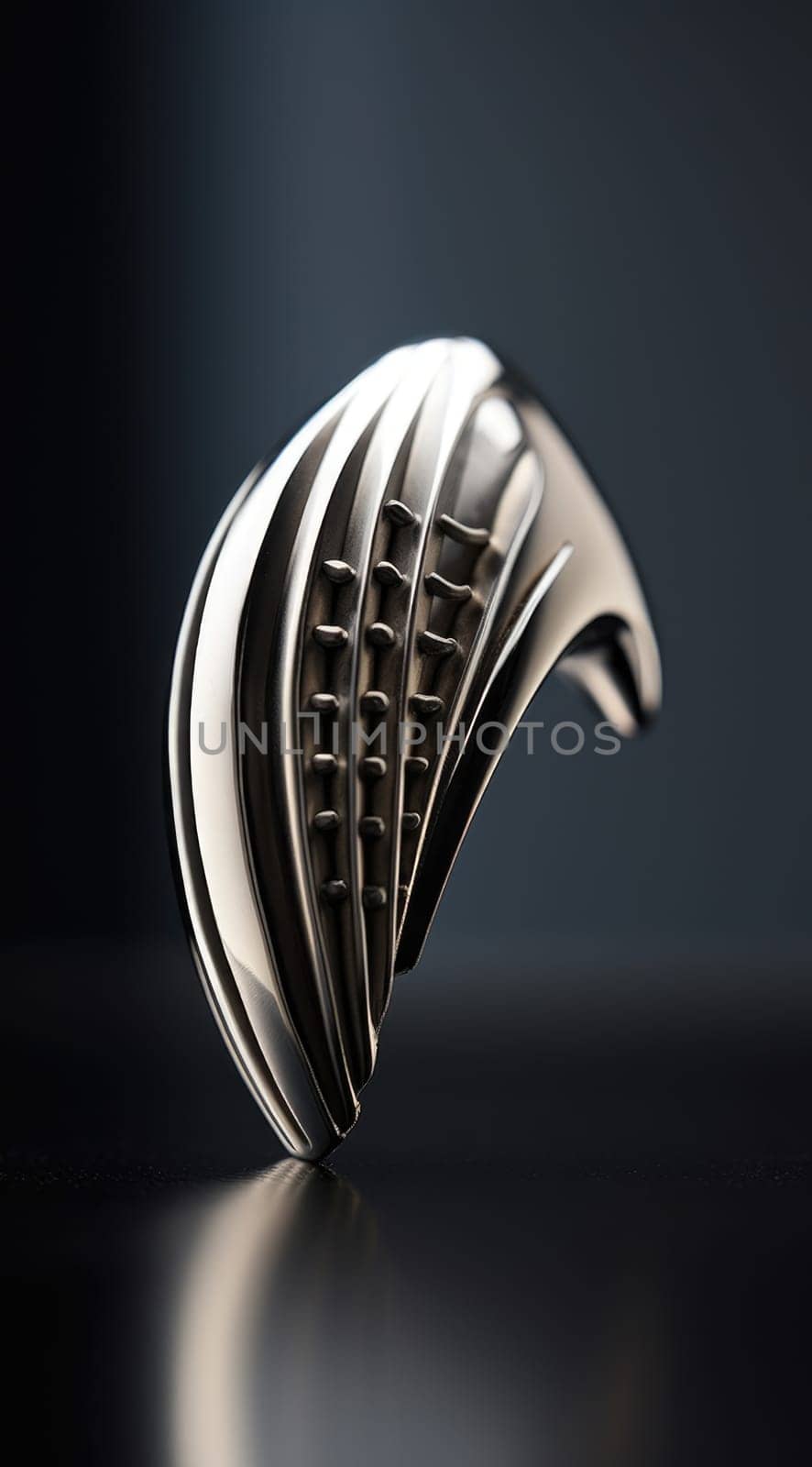 A silver ring with a curved design on it, AI by starush