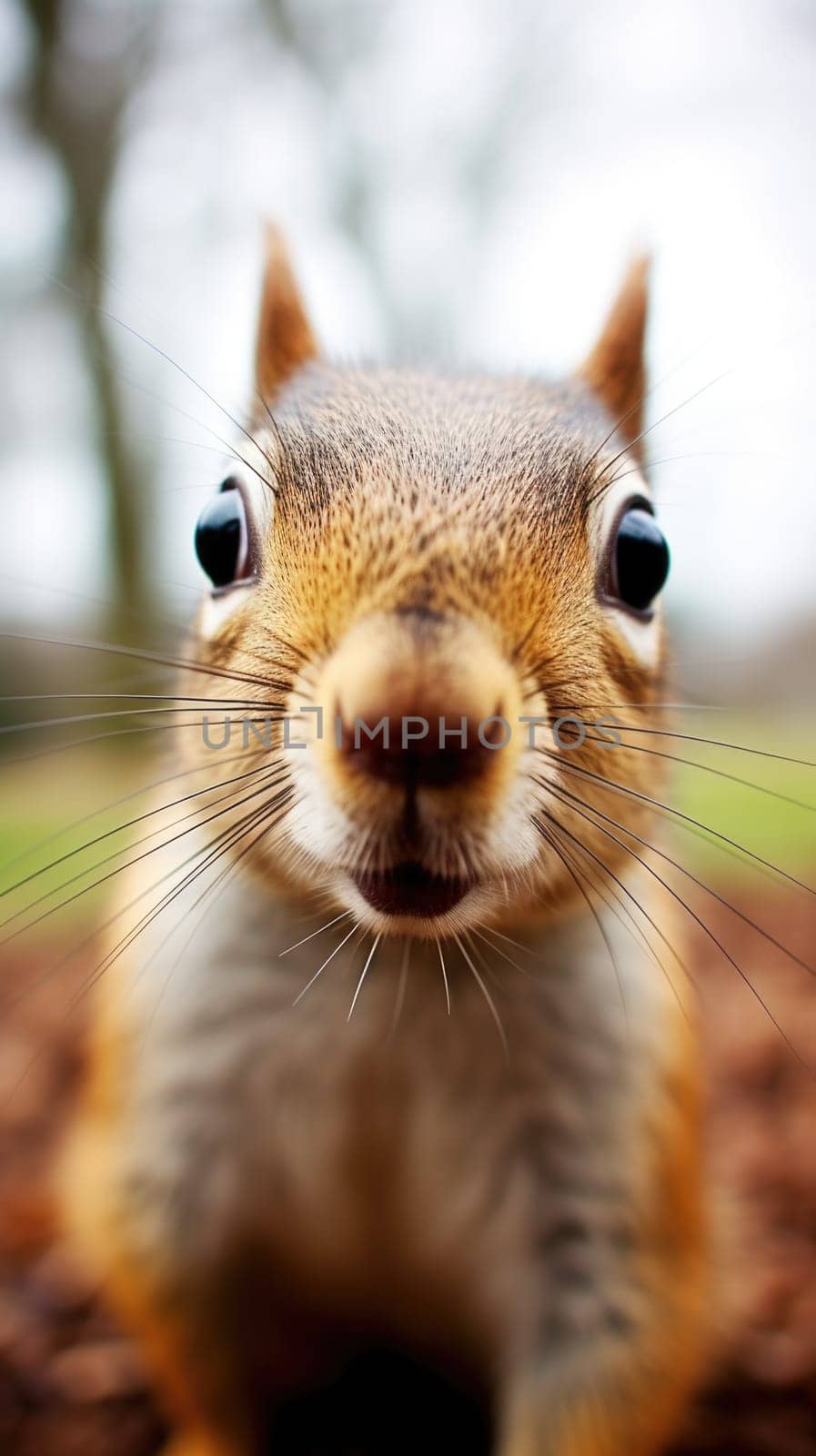 A close up of a squirrel looking at the camera