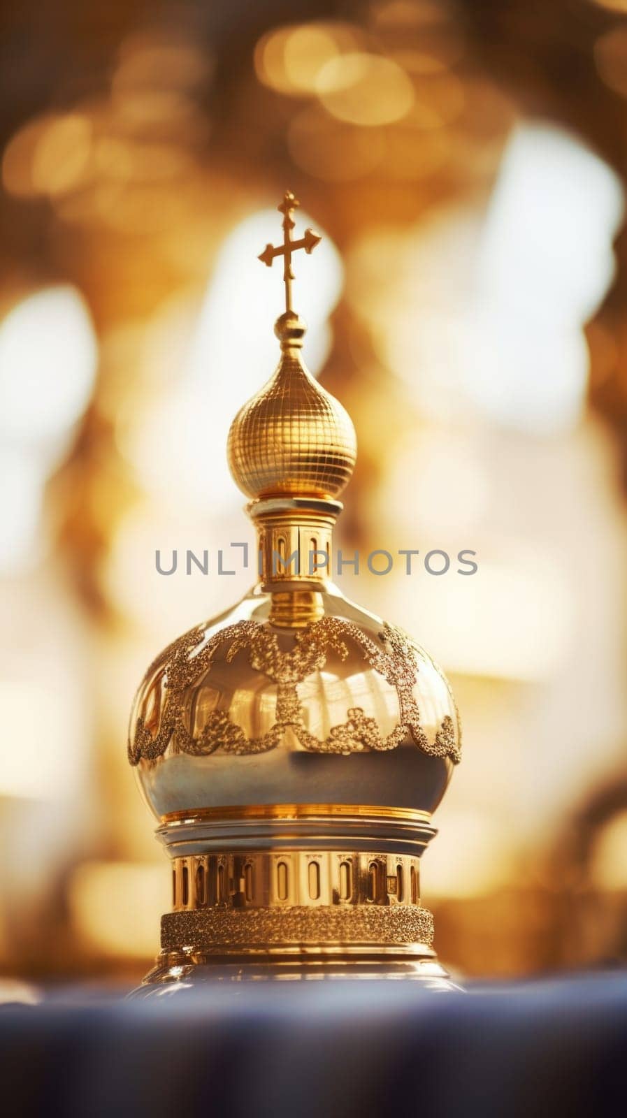 A golden dome on top of a table
