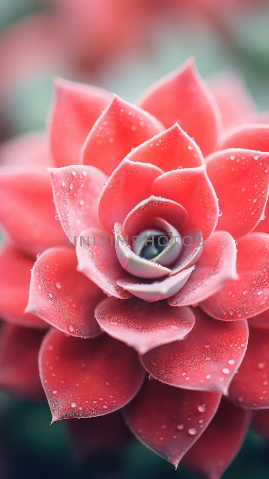 Red flower with water droplets on it, AI by starush