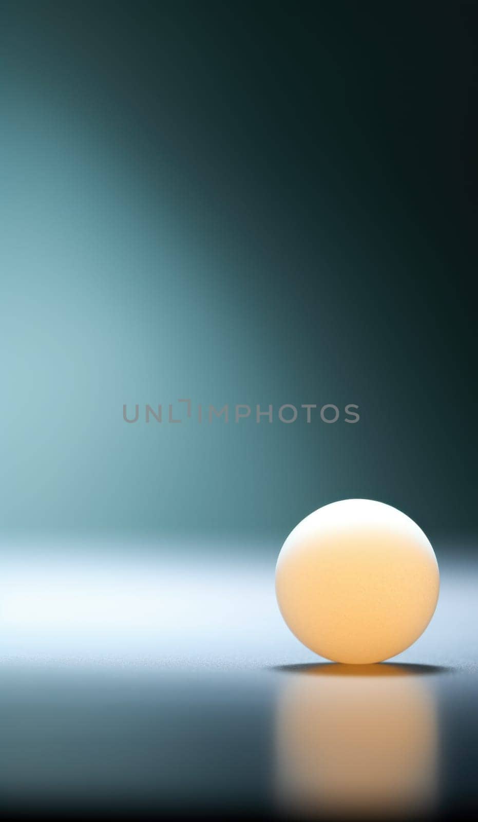 An egg sitting on a table in front of a blue background, AI by starush