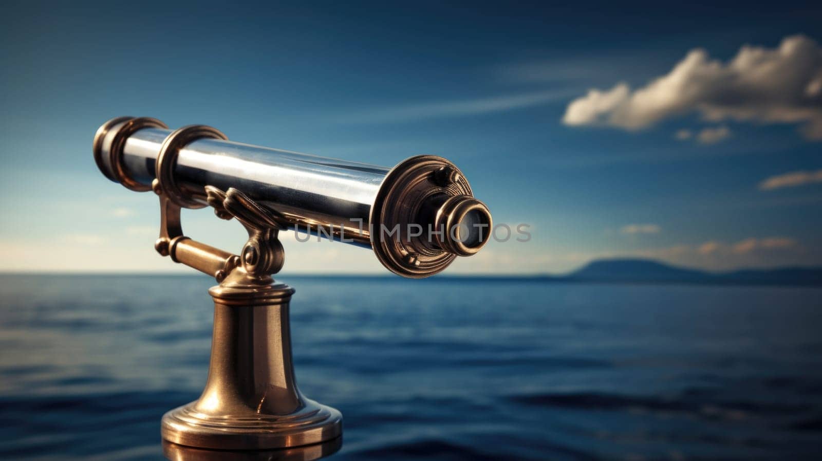 A telescope is on top of a wooden table