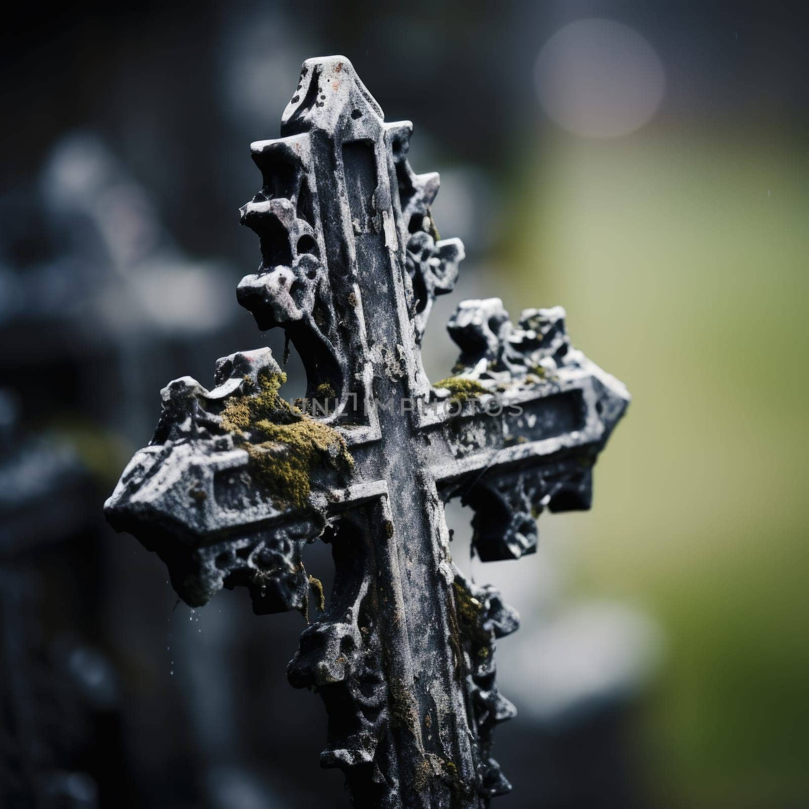 An old cross at cemetery, AI by starush