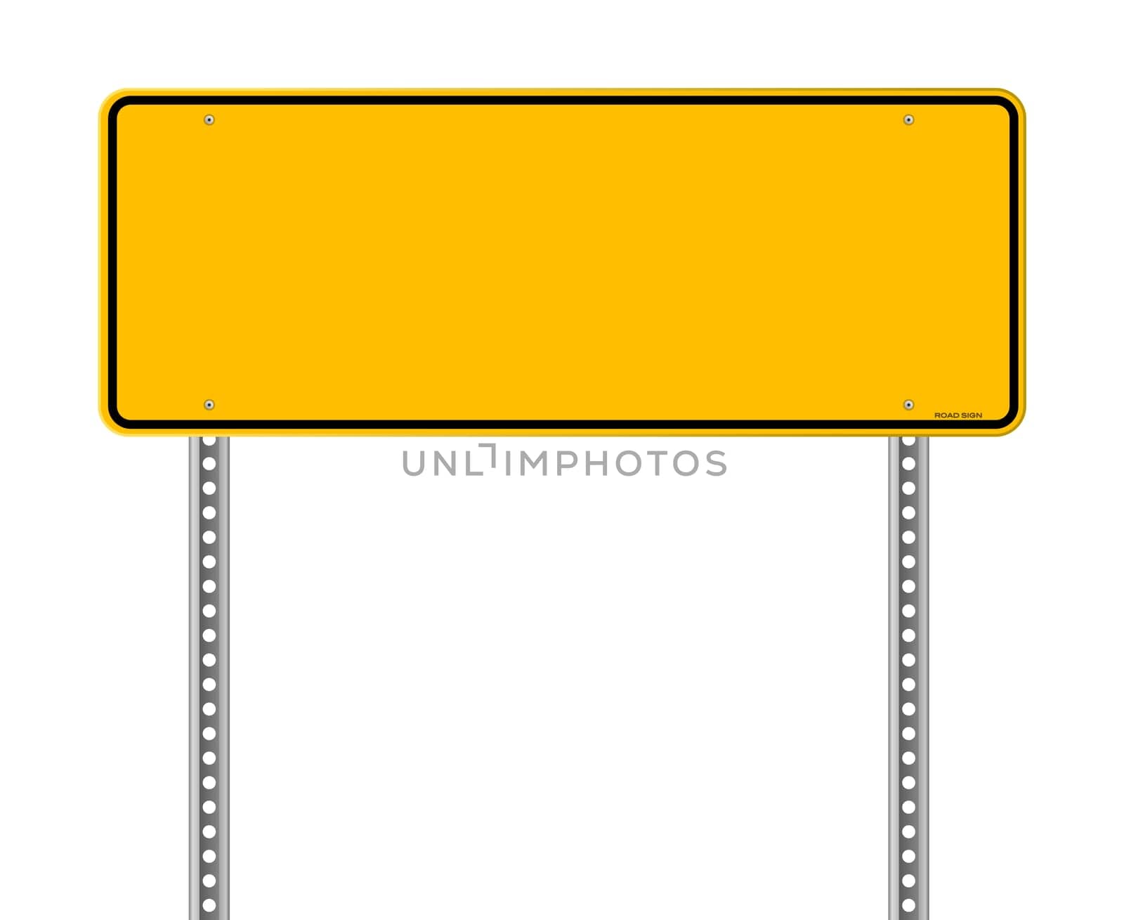 Wide Yellow Sign isolated on white background