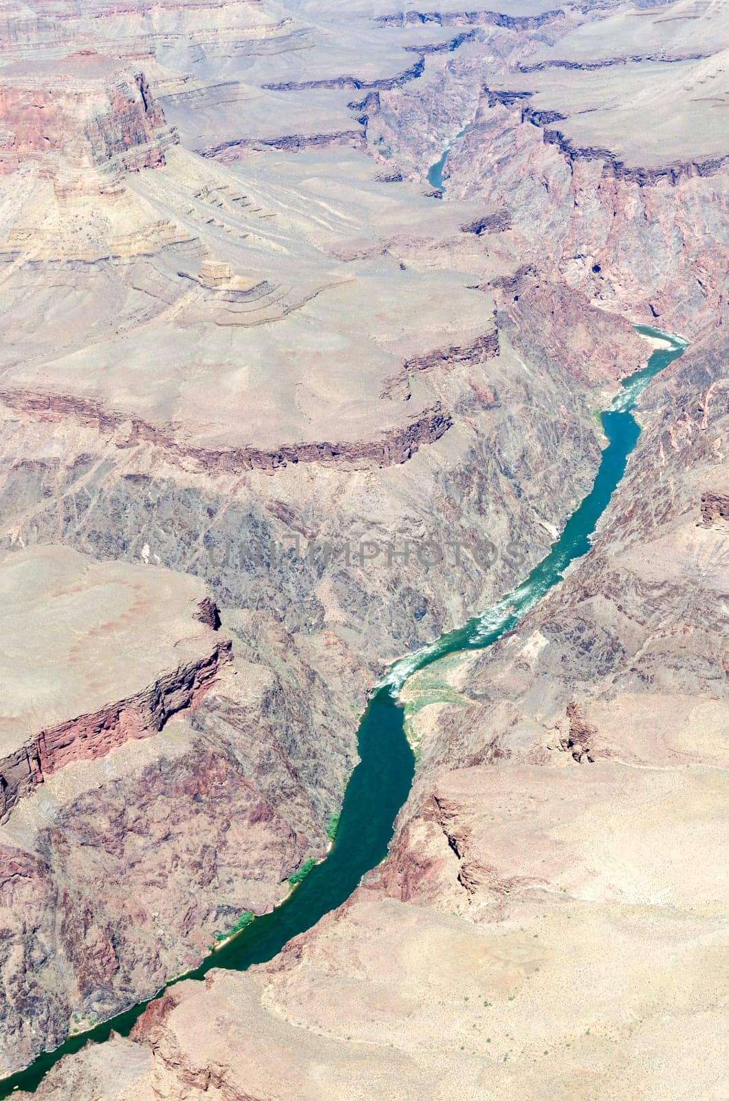 in flight by helicopter over the Grand Canyon National Park