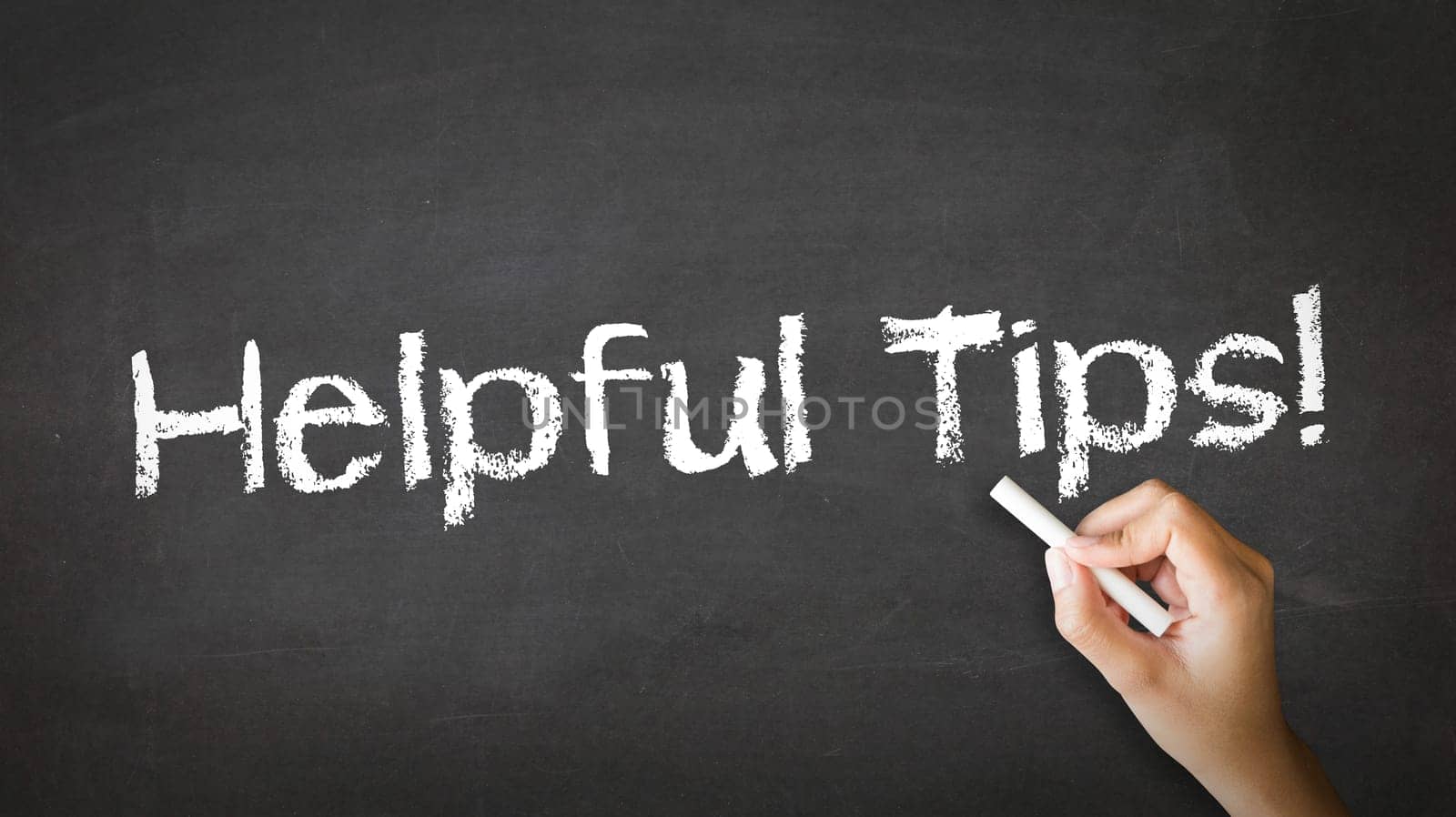 A person drawing and pointing at a Helpful Tips Chalk Illustration