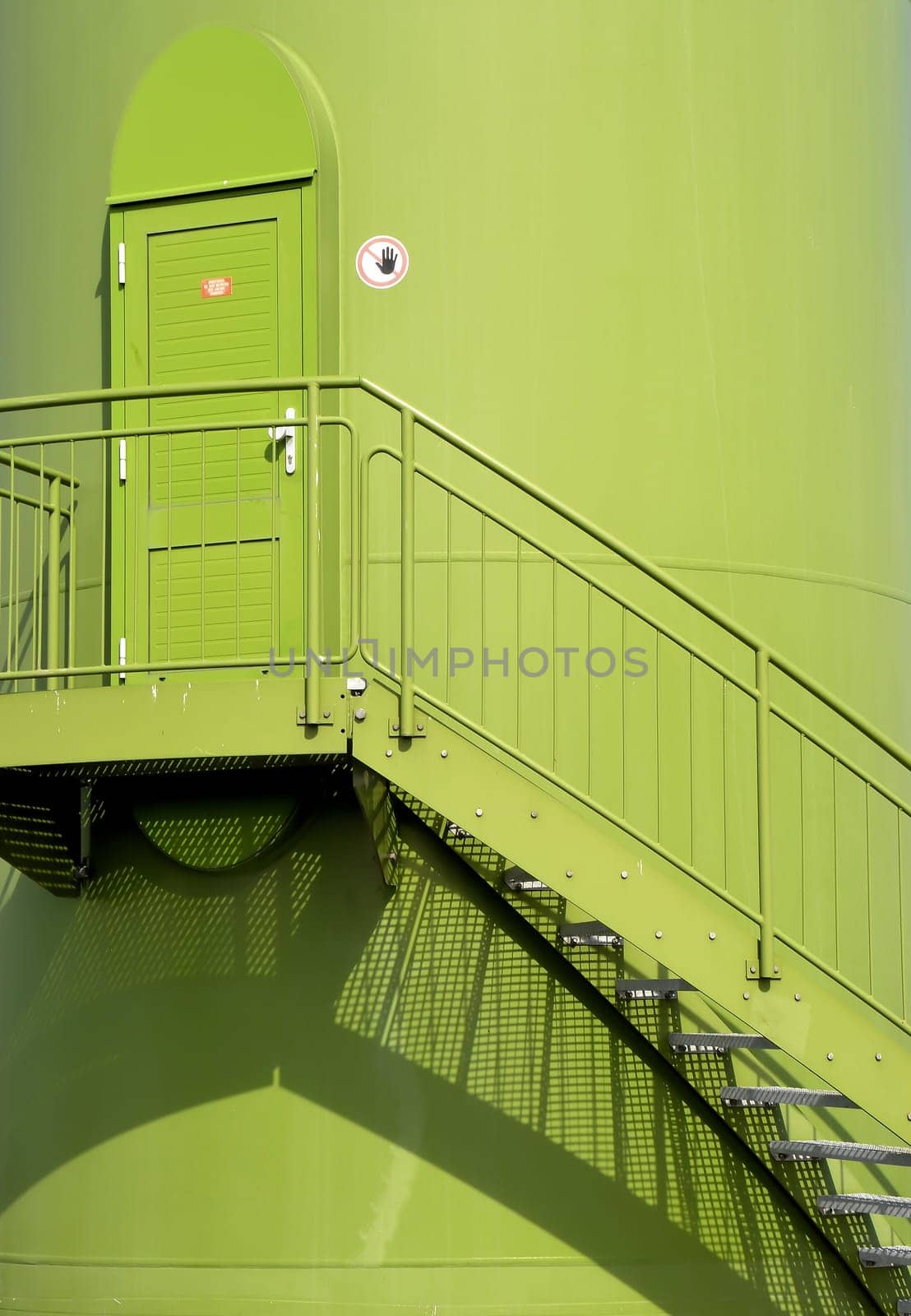 a door on the tower of a wind turbine