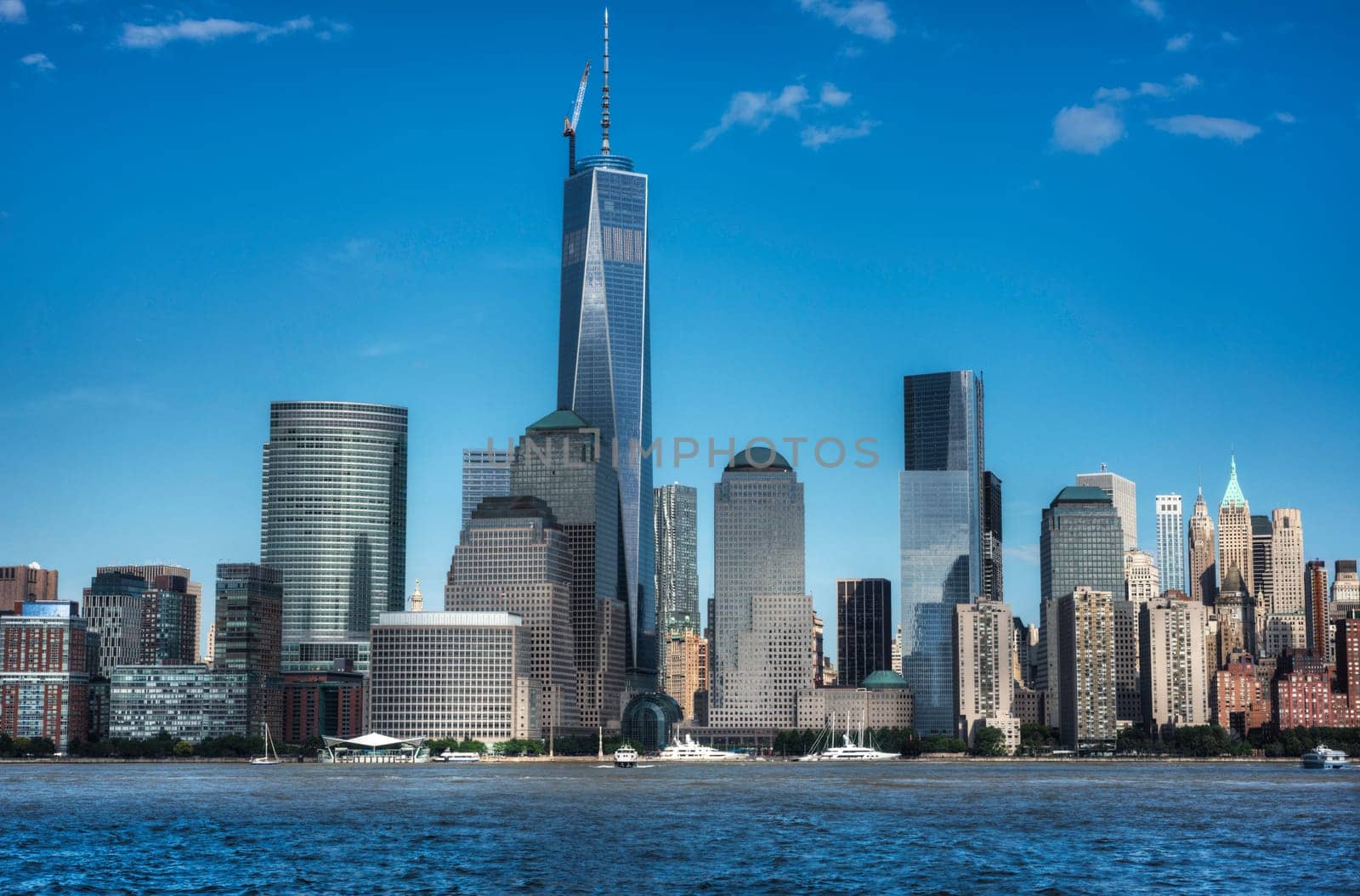 NYC Skyline with Blue Sky.