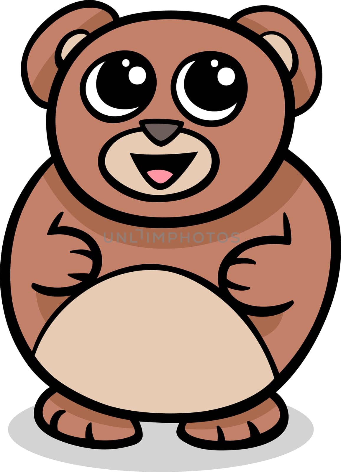 Cartoon Illustration of Kawaii Style Cute Teddy Bear