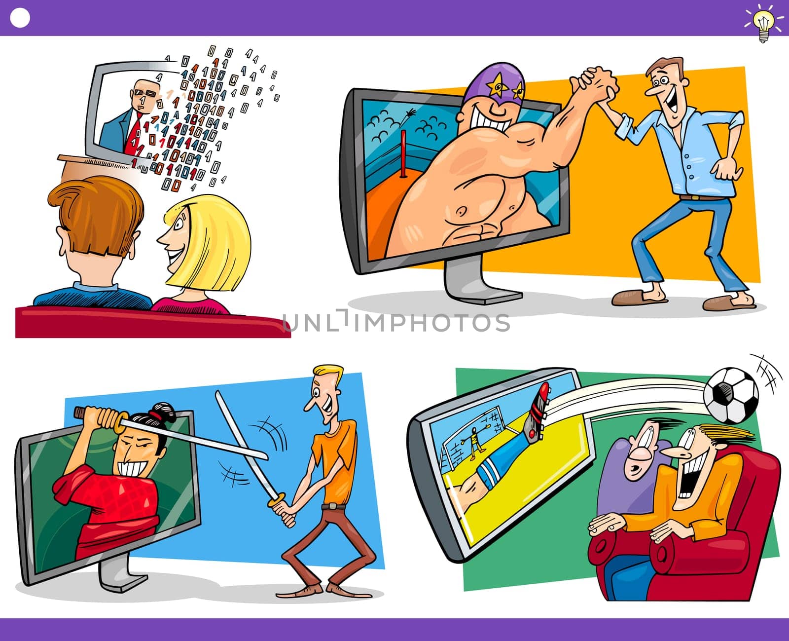Illustration Set of Humorous Cartoon Concepts or Ideas and Metaphors with Funny Characters