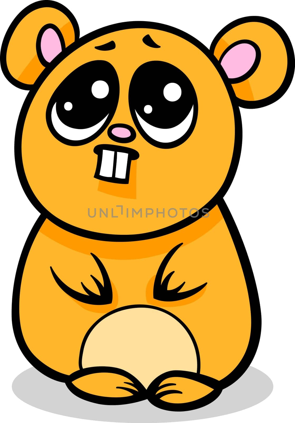 Cartoon Illustration of Kawaii Style Cute Shy Hamster