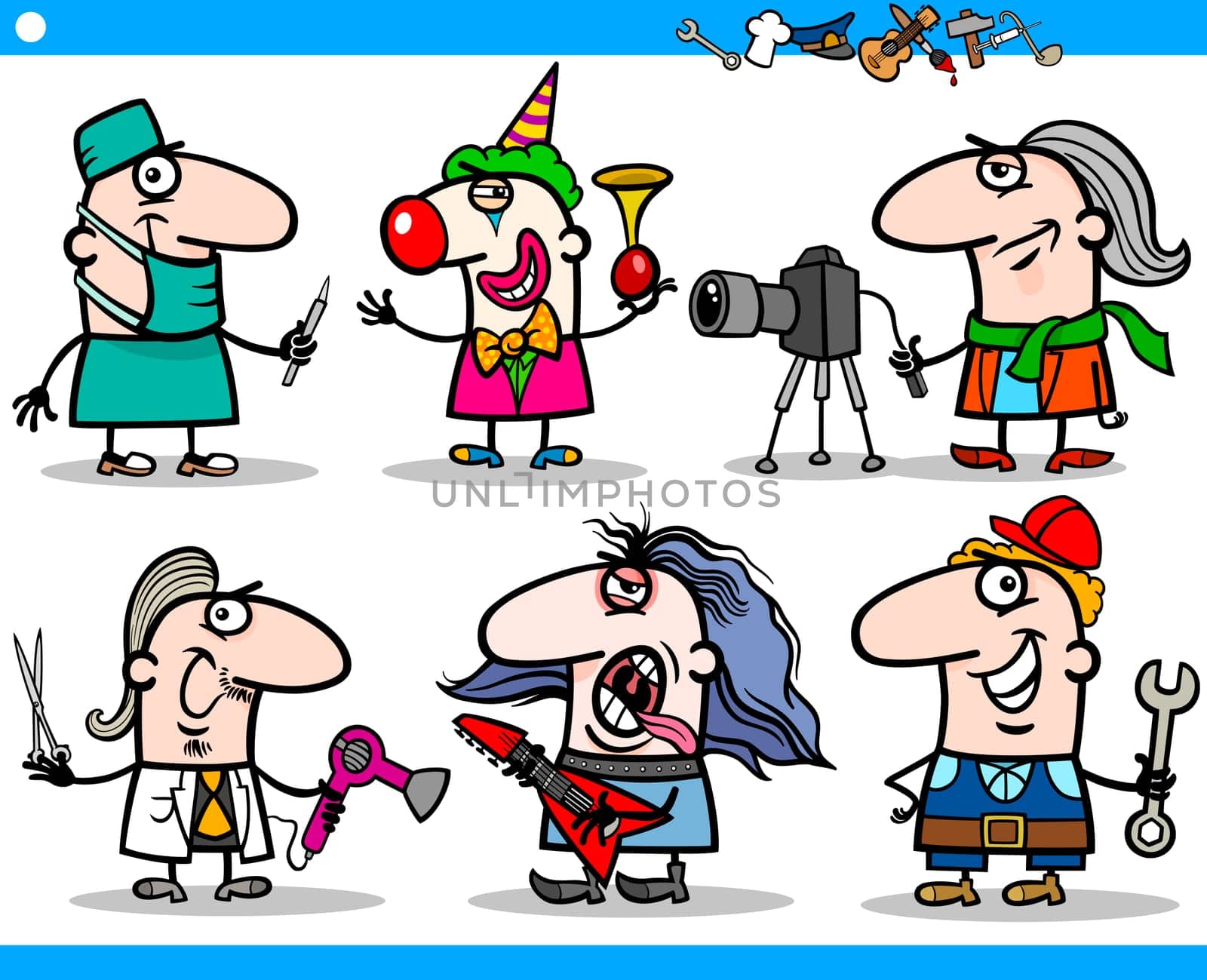 Cartoon Illustration of Funny Professional People Occupations Characters Set
