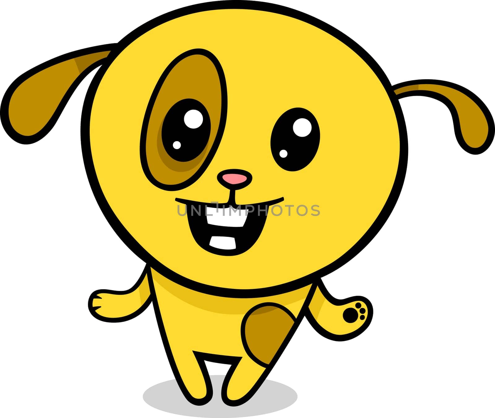 Cartoon Illustration of Kawaii Style Cute Happy Dog or Puppy