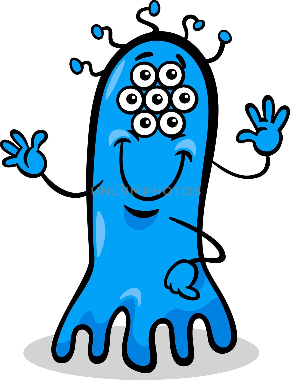 Cartoon Illustration of Funny Strange Alien Comic Ufo Character