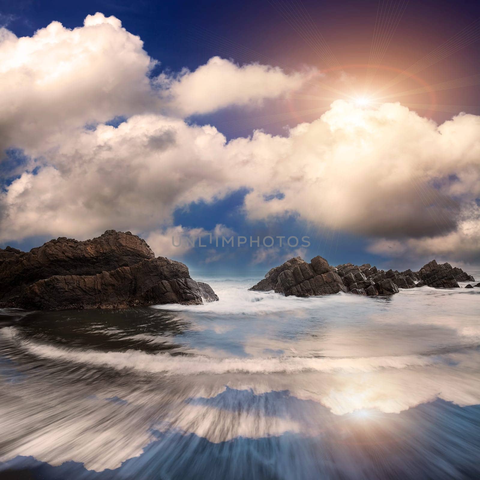 rocky shore on a windy day for adv or others purpose use