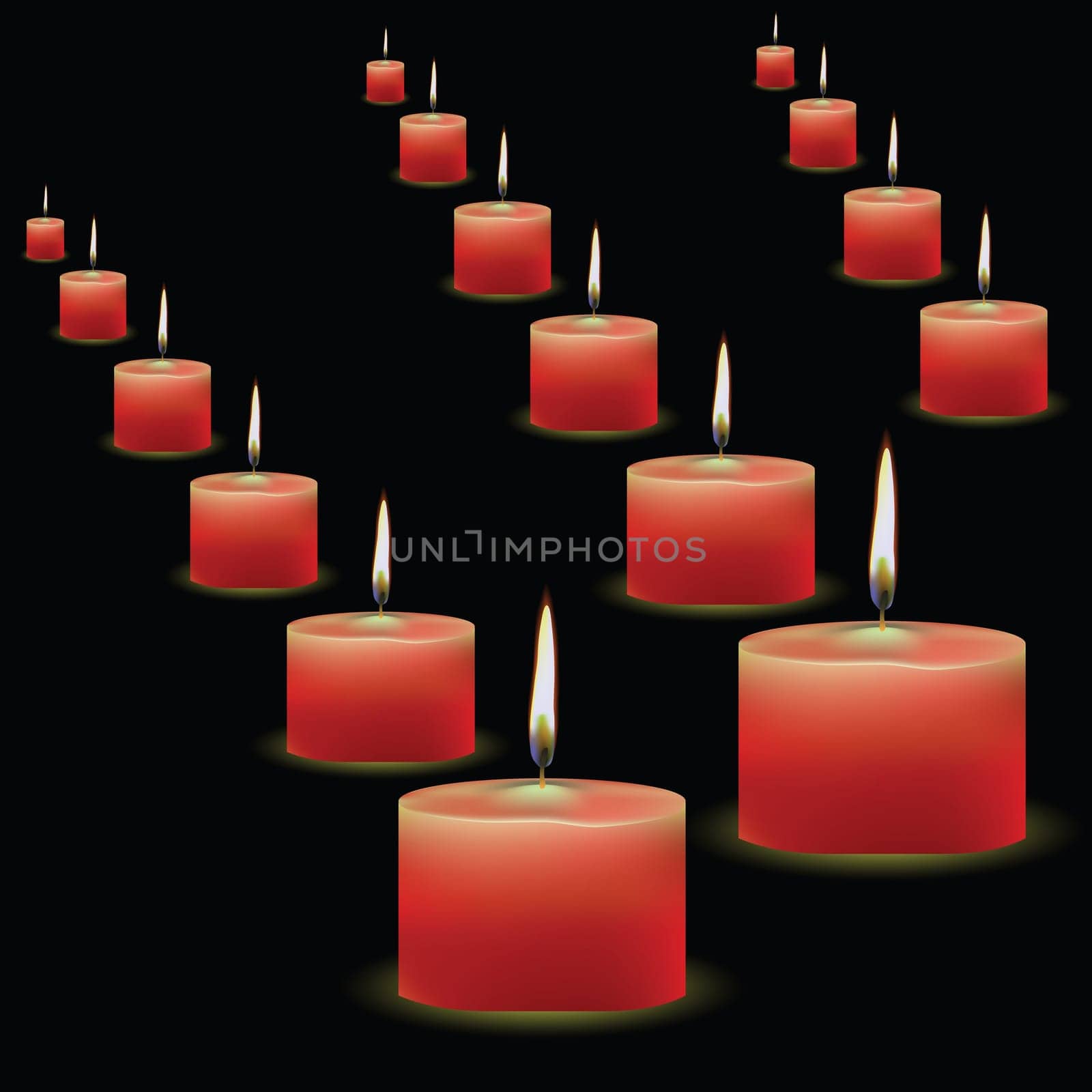 colorful illustration with red candles for your design