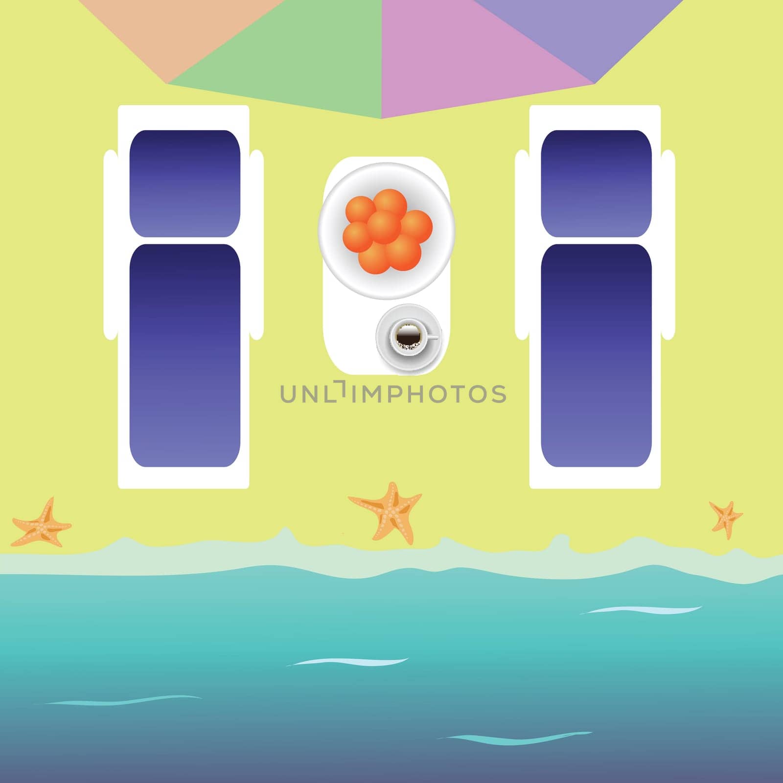 colorful illustration with beach for your design
