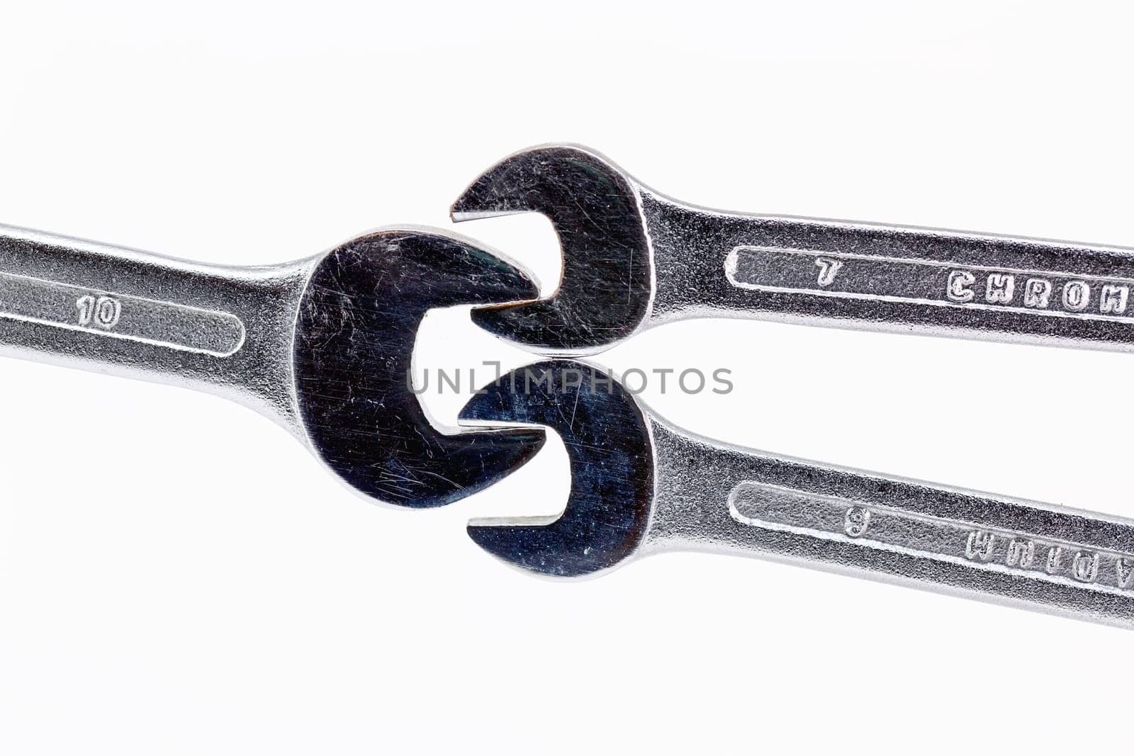 wrench spanners tools isolated on white background