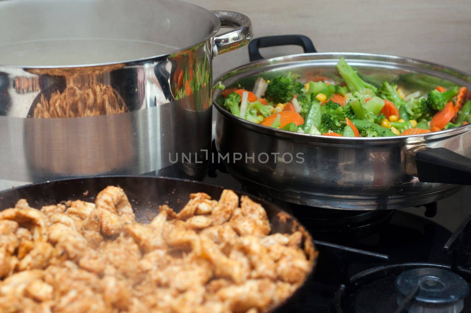cooking - kebab,pasta and vegetables