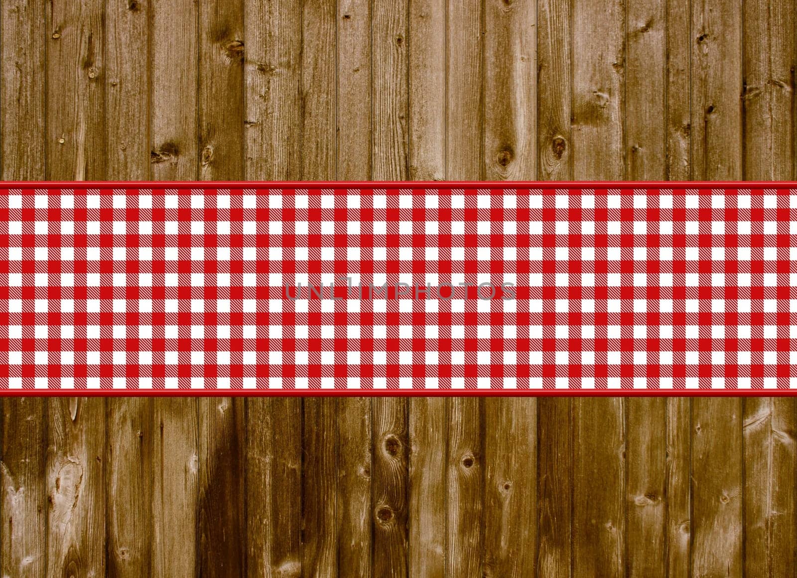 Brown wooden plank wall with red and white stripes