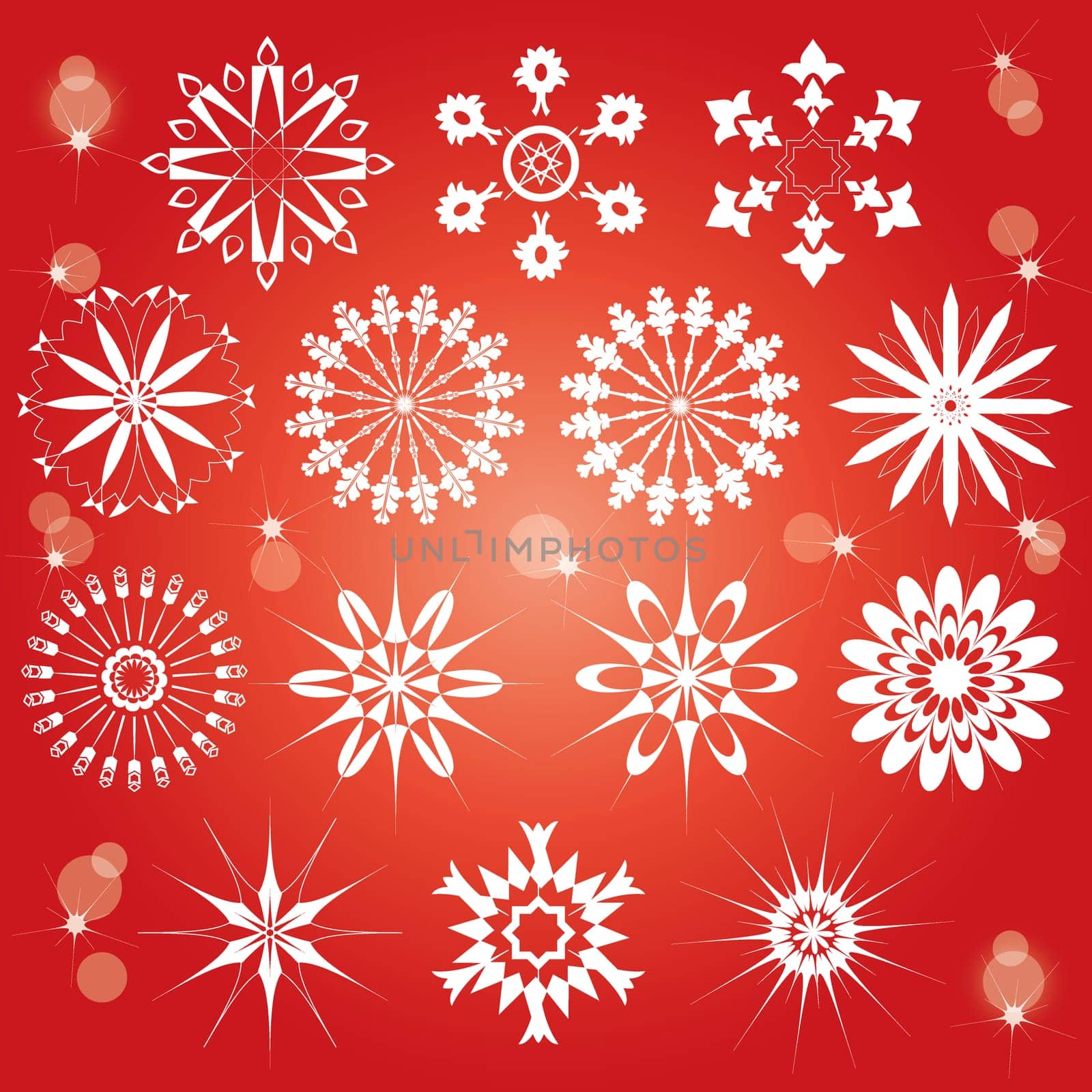 vector decorative snowflakes on a red background