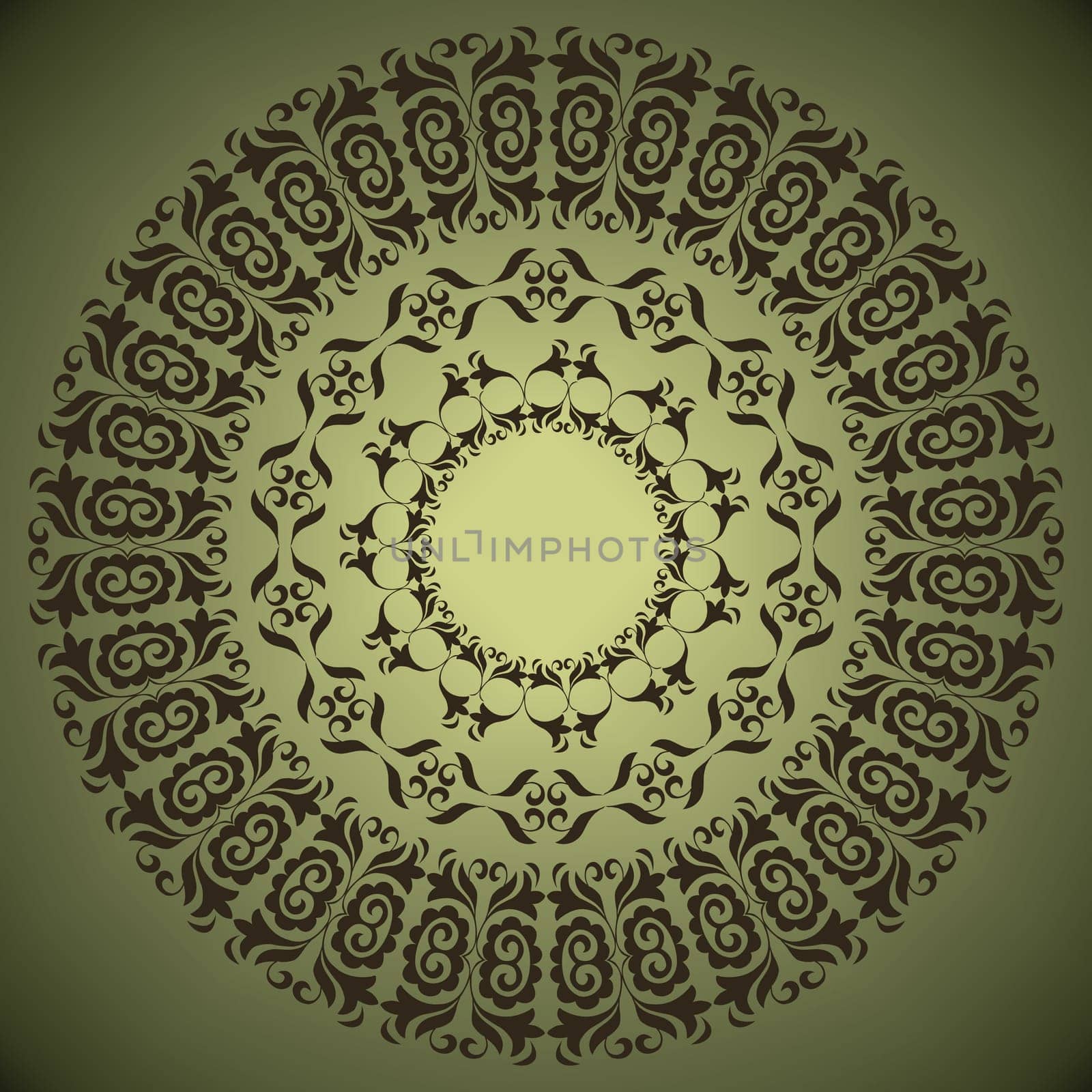 circular pattern of traditional motifs and ancient oriental ornaments