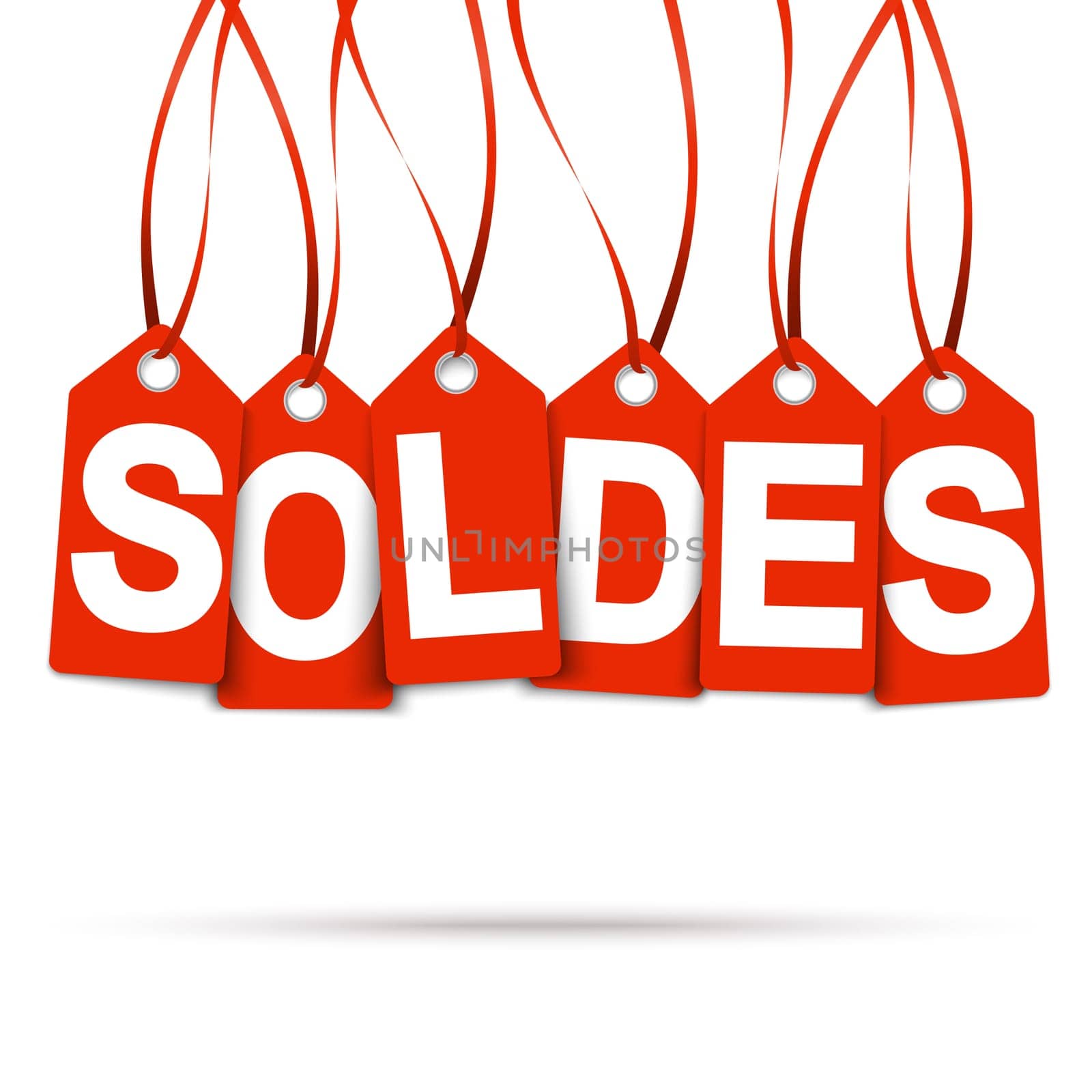 Six pendants with SOLDES red