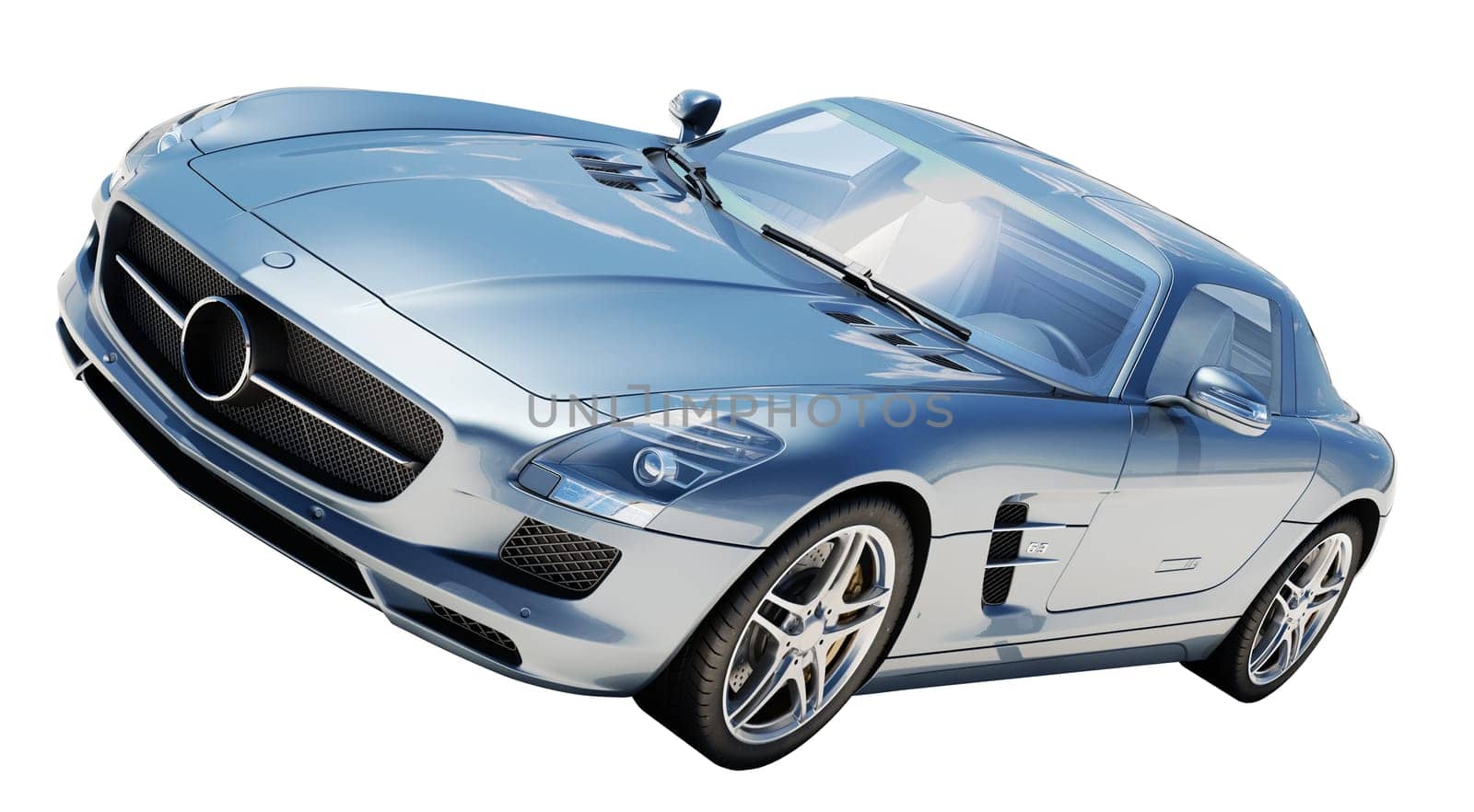 Sport supercar isolated on a light background, the bright sunlight