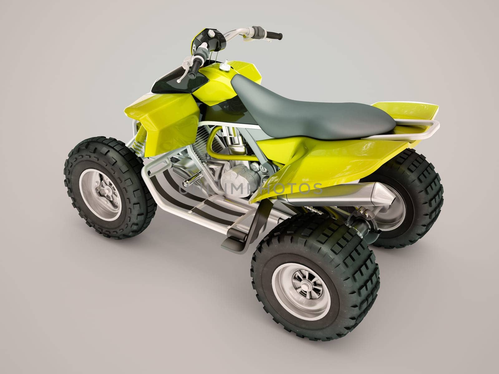 Sports quad bike on a grey background
