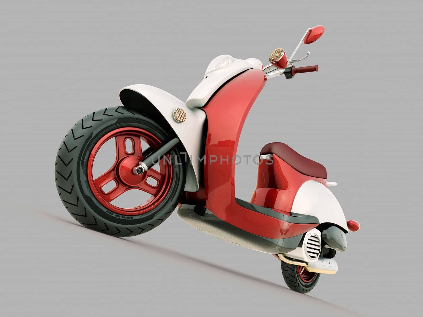 Modern classic scooter on a grey background